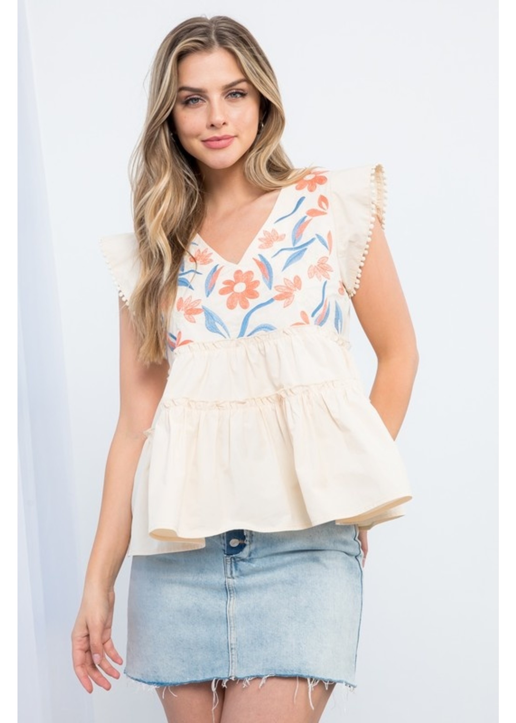 THML Embroidered Poplin Top - WCT1207