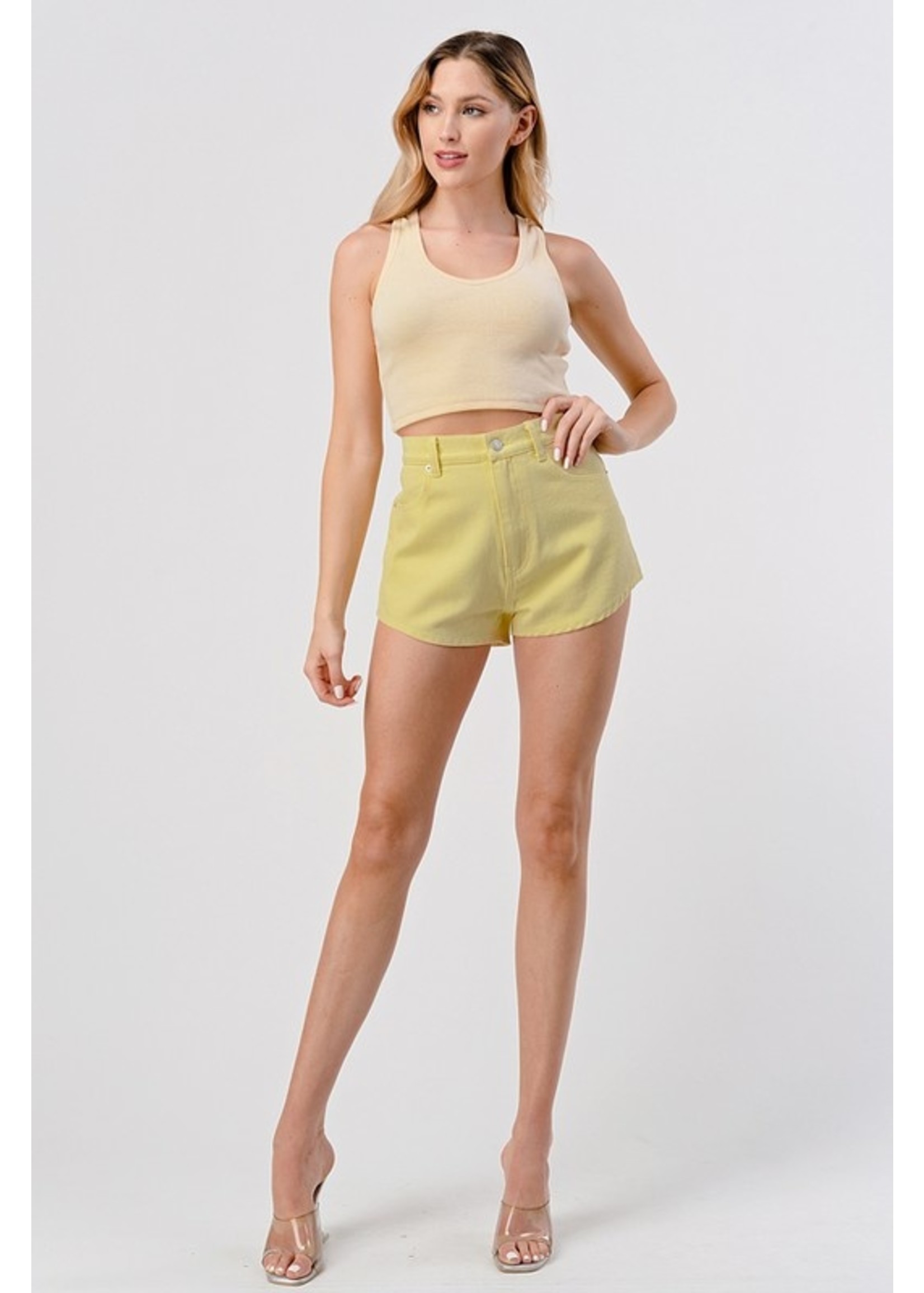 High Waist Color Denim Shorts - S80184 