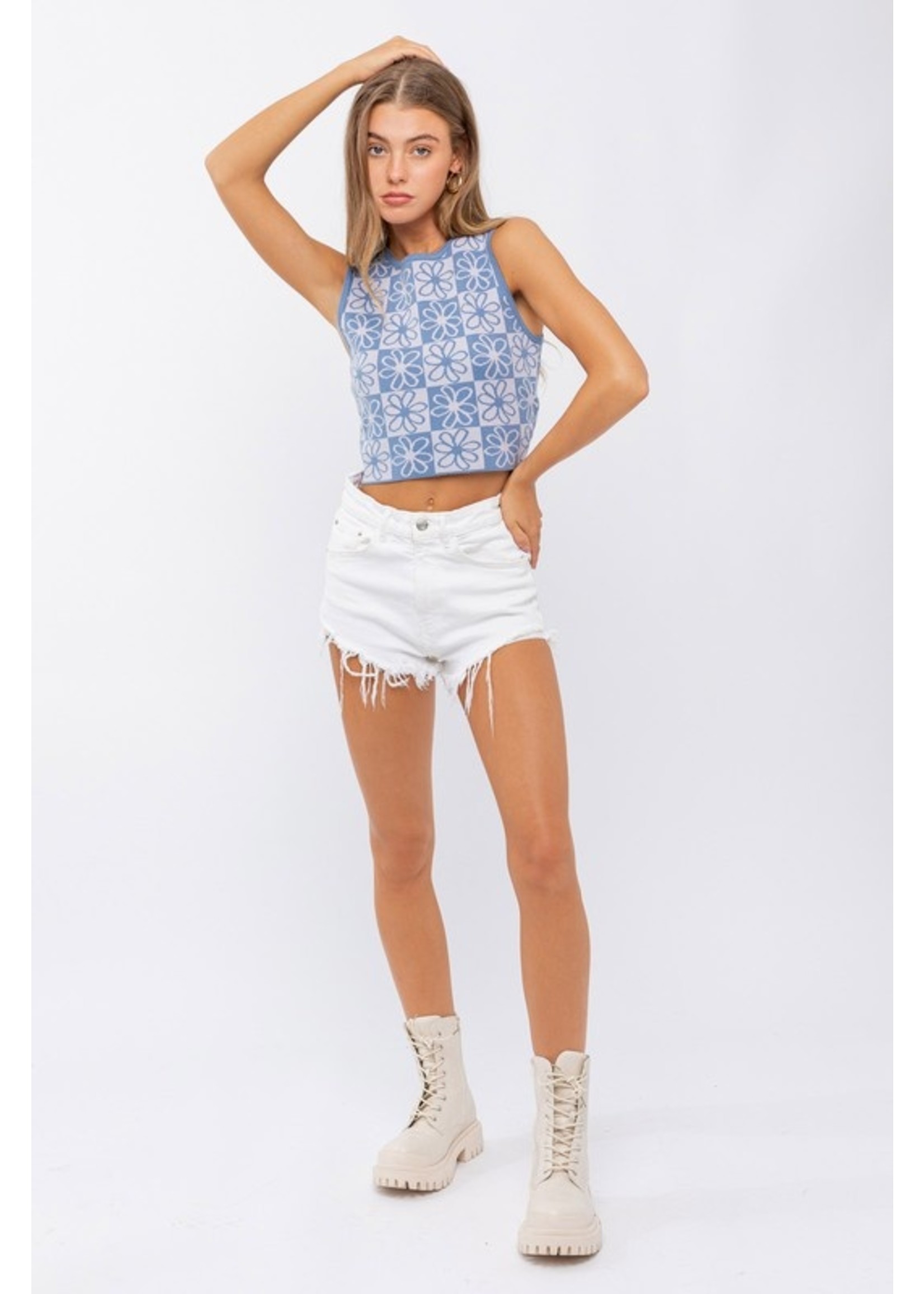 Le Lis Sleeveless Crop Top With Floral Pattern - IWT1961