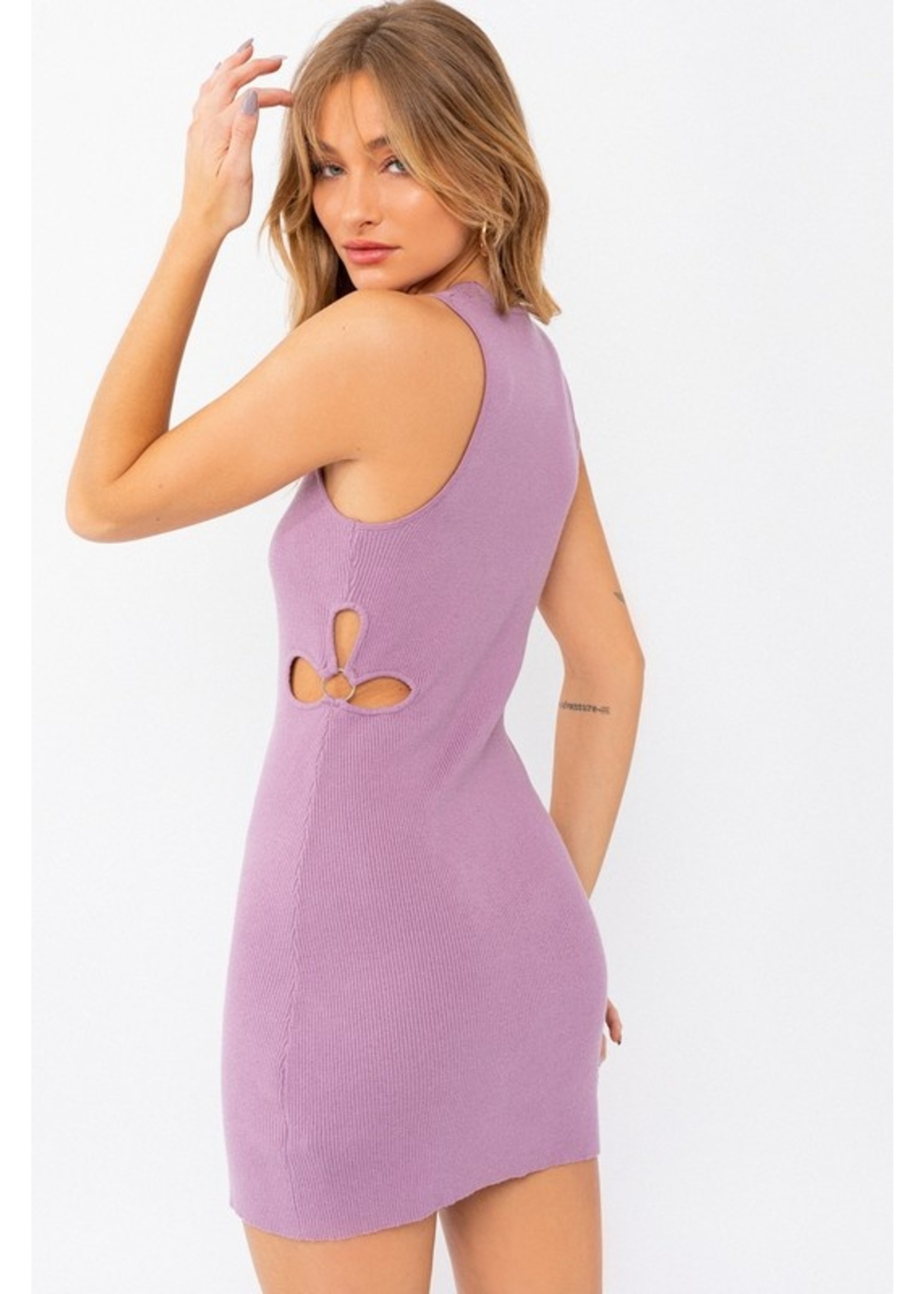 Waist Cut Out Detail Sweater Dress 