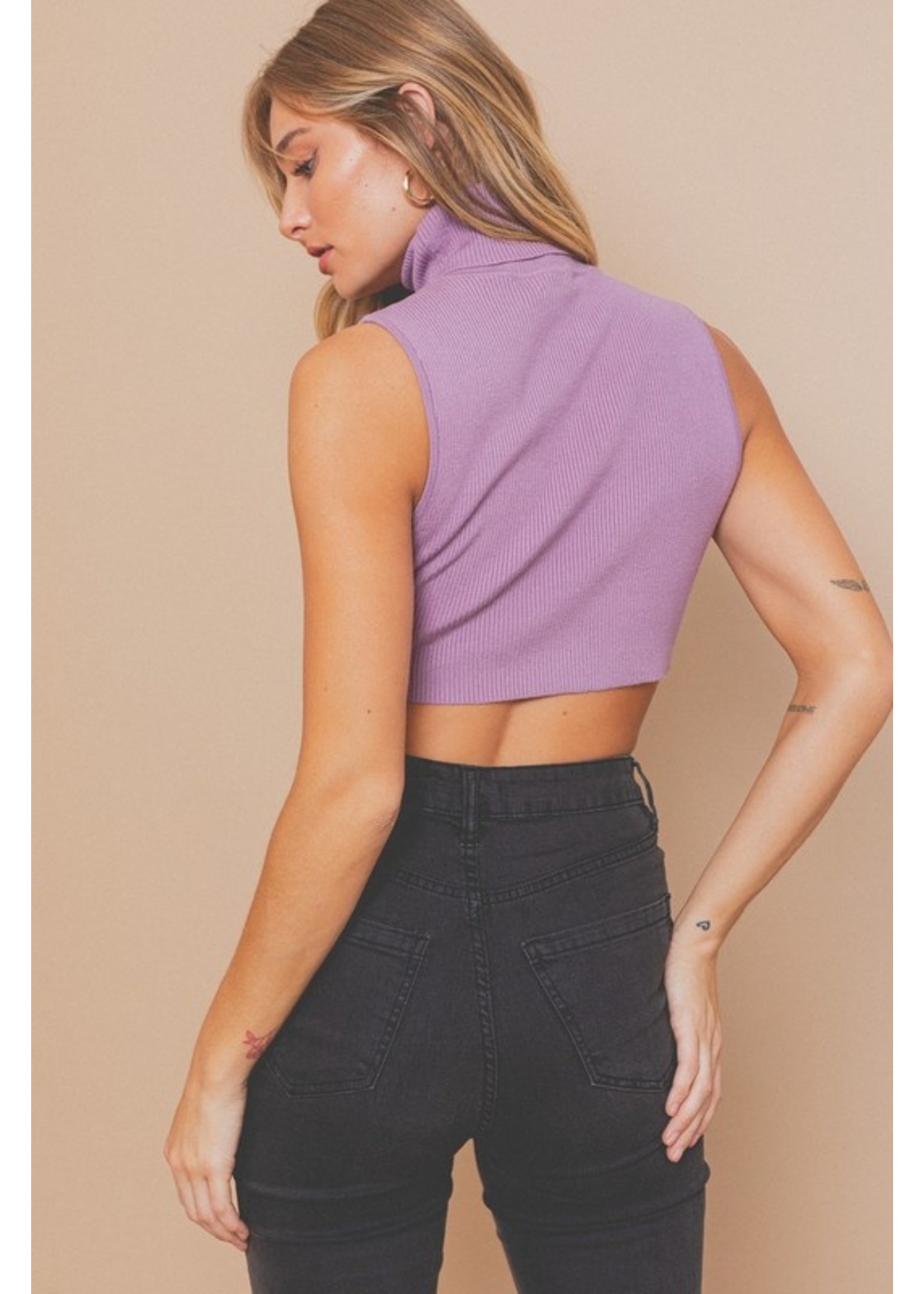 Le Lis Sleeveless Turtle Neck Sweater Crop top - SWT7961