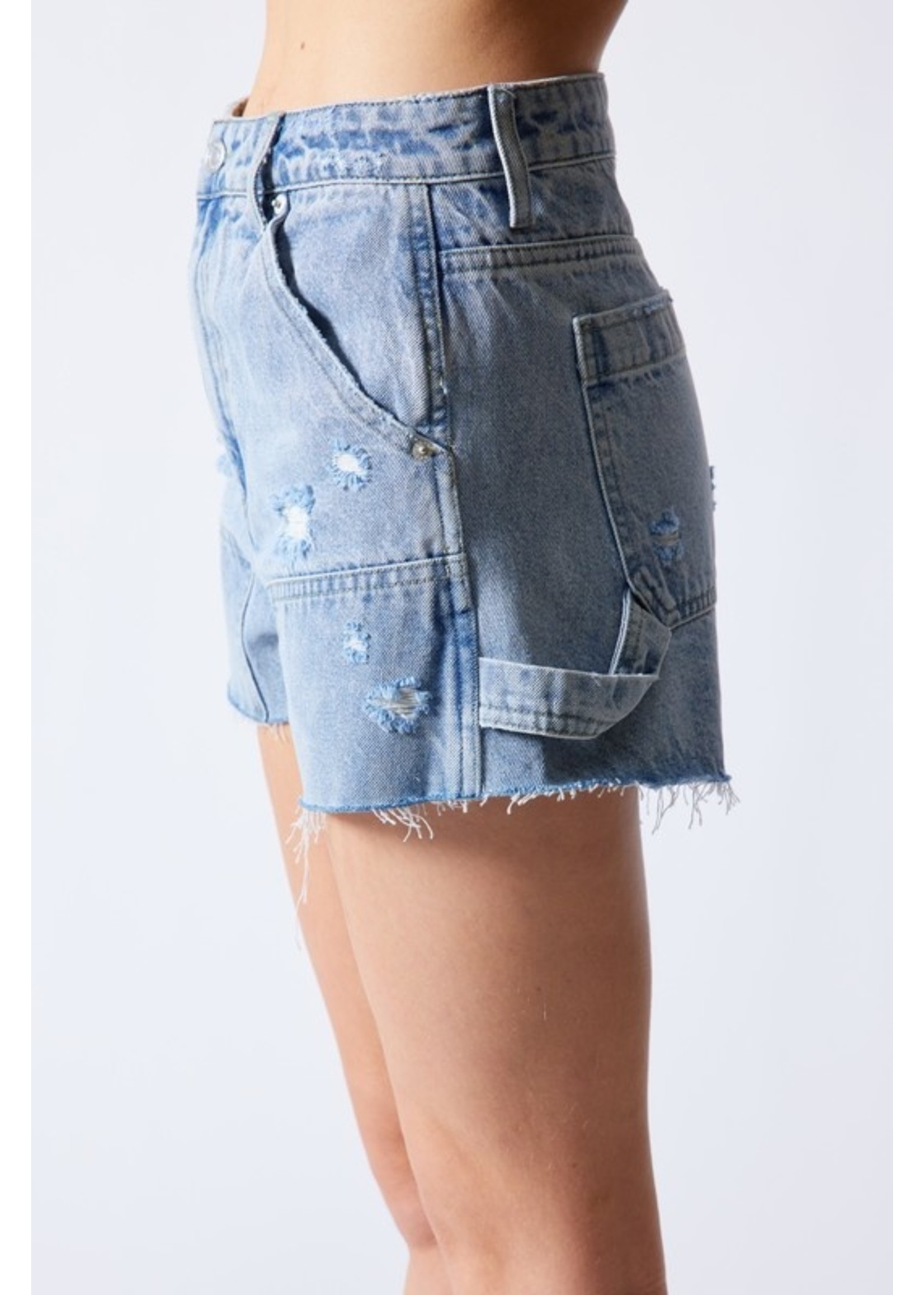 Utility Denim Shorts - S80242 - Meo's Suite