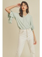 On You Button Up V Neck Top - ET1403