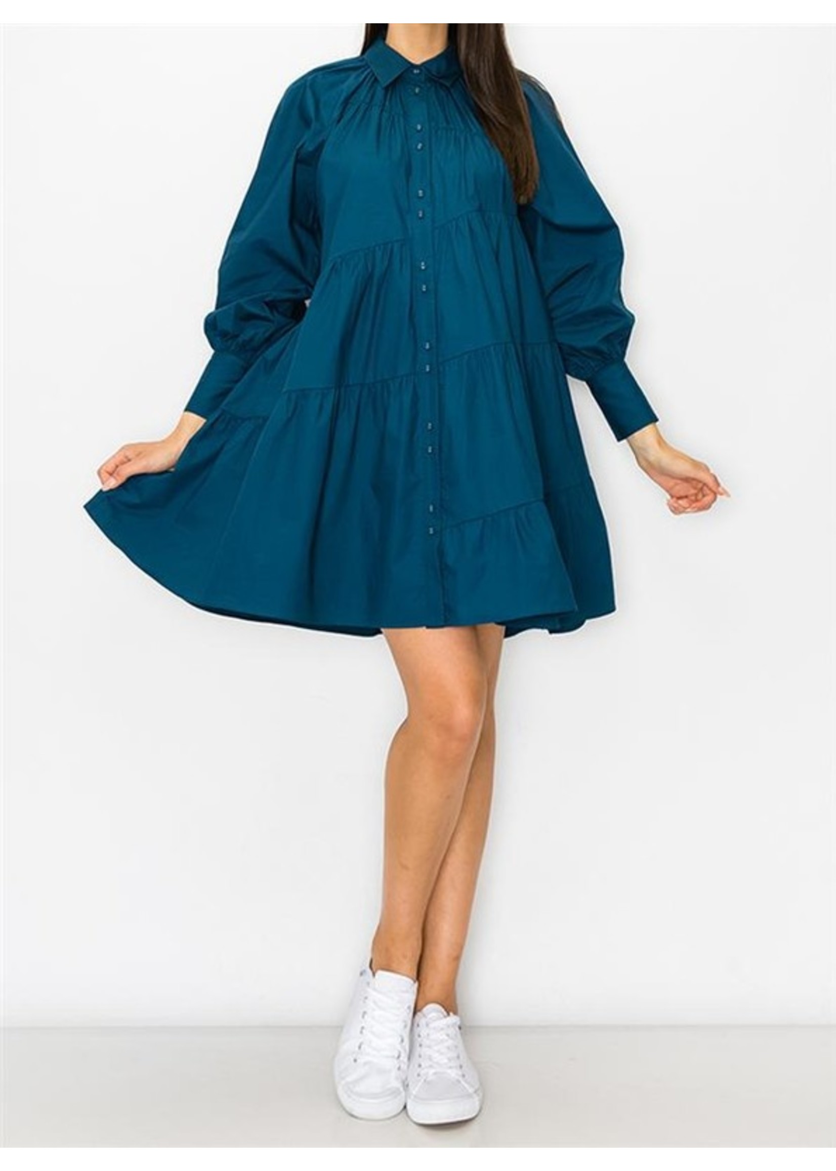 Moodie Tiered Mini Shirt Dress - E70021