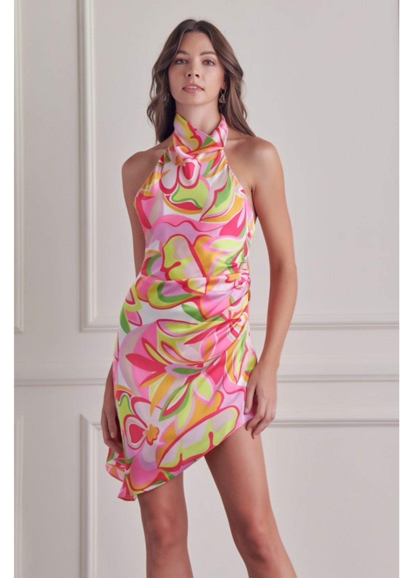 DO + BE Multi Color Front Tie Dress - GY1933OJB