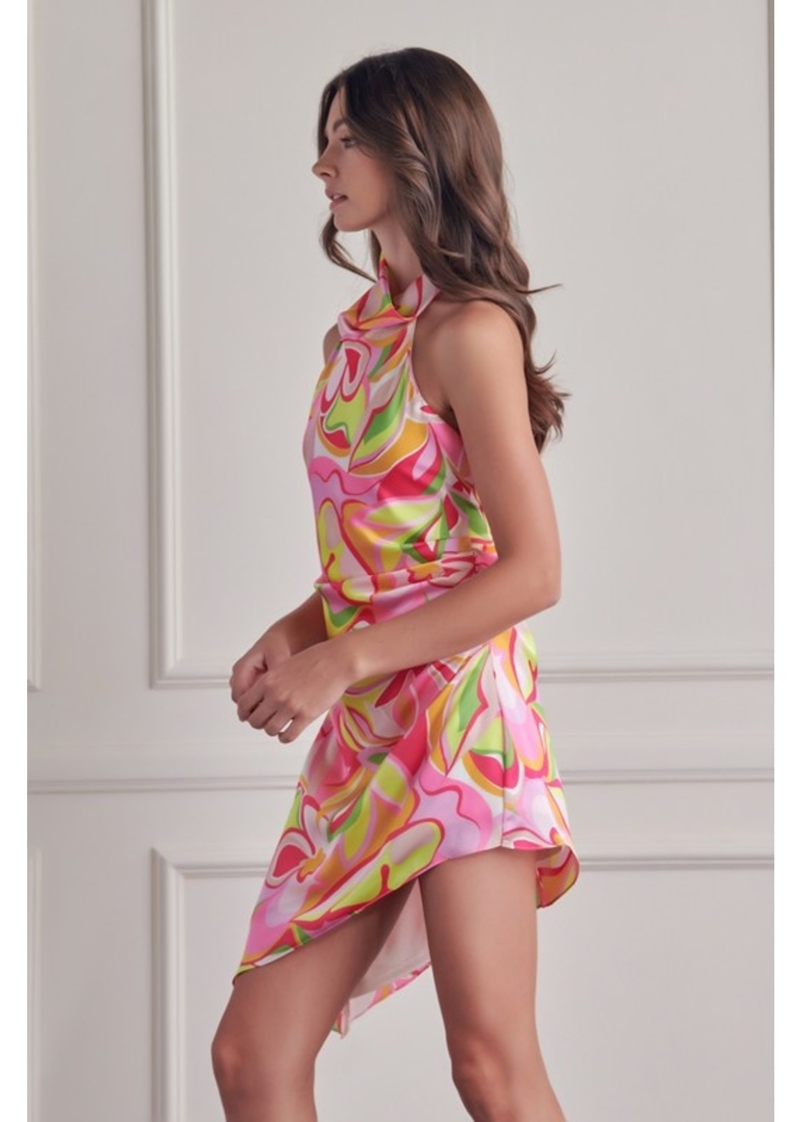 DO + BE Multi Color Front Tie Dress - GY1933OJB