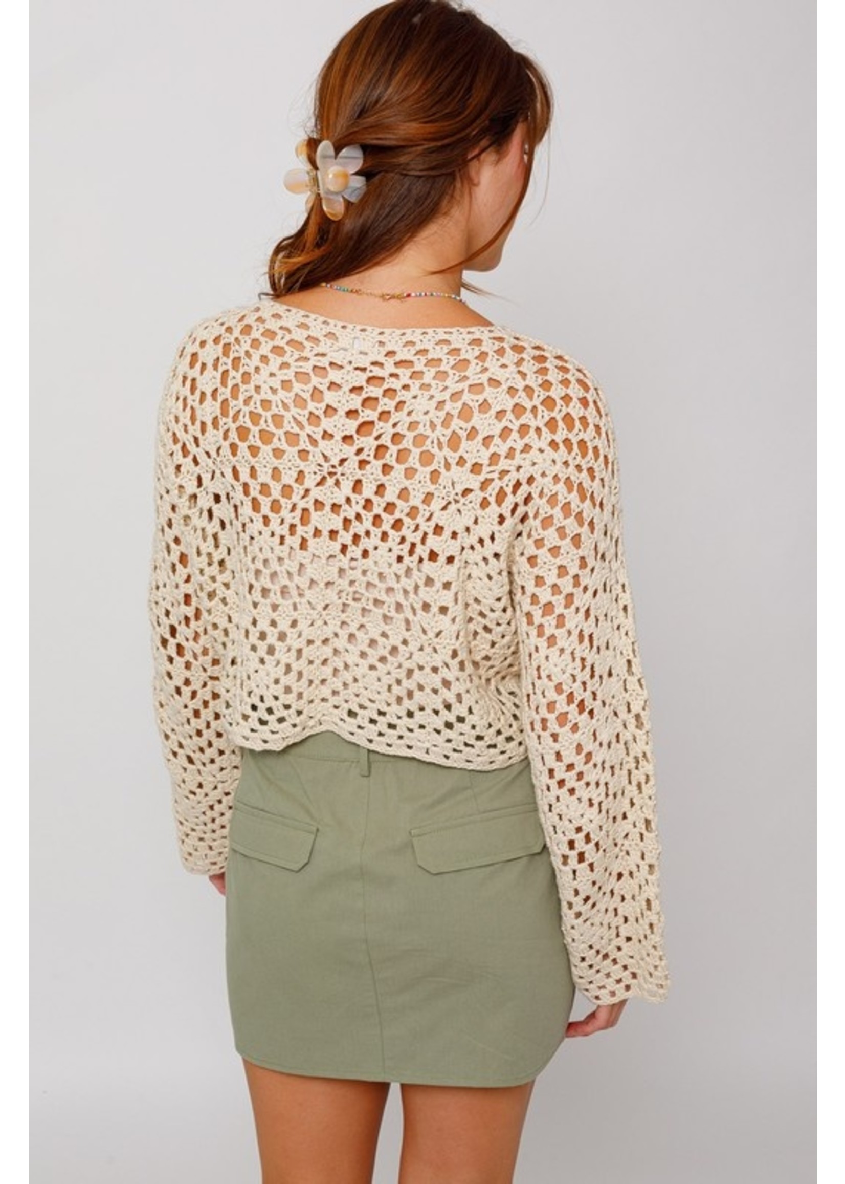 Le Lis Long Sleeve Crochet Top - SWT8346