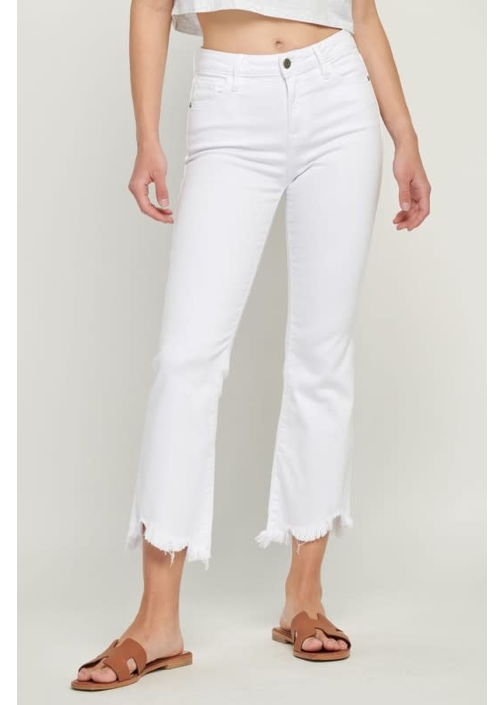 Hidden White High Waist Crop Flare - HD35093C