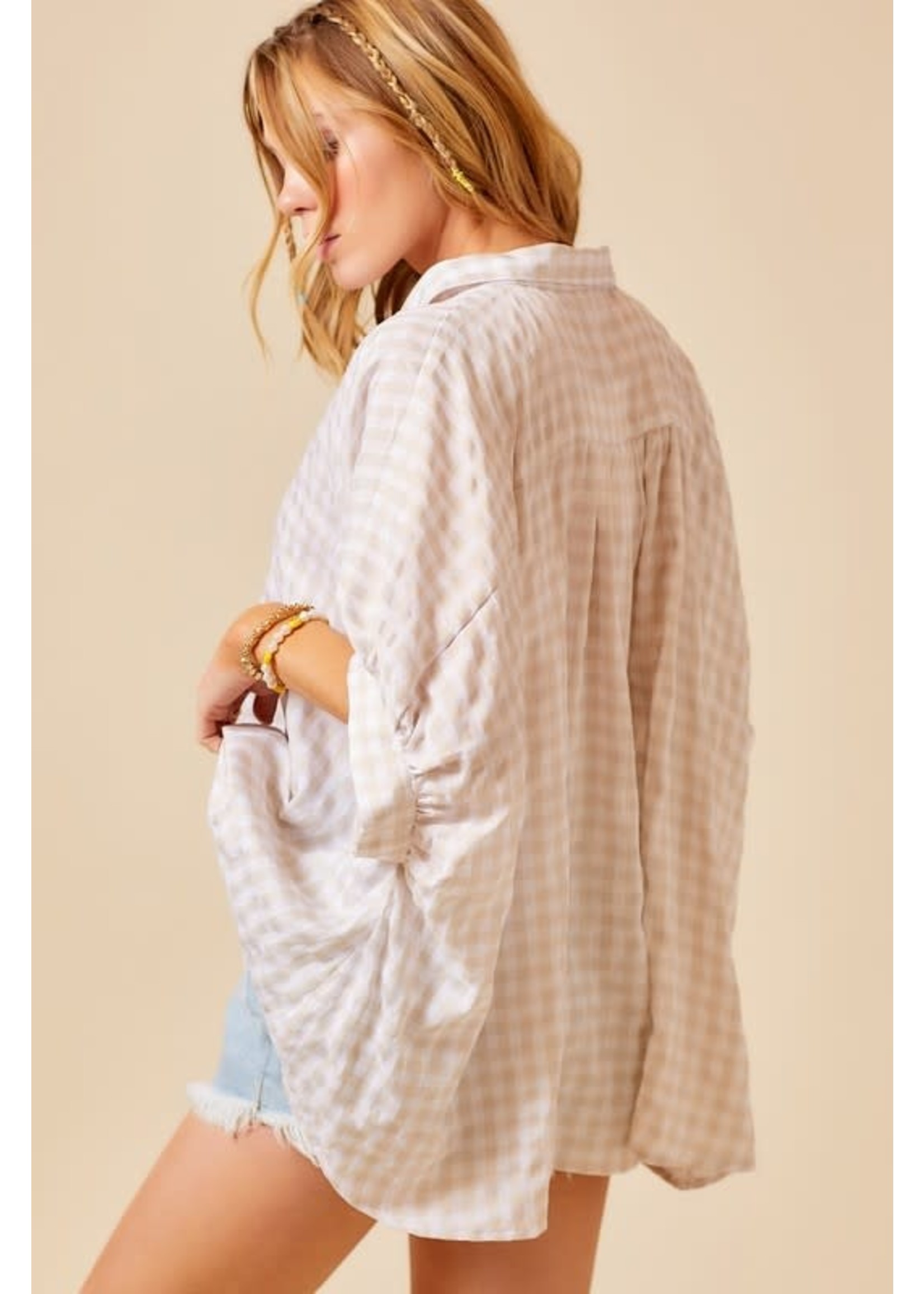 Day + Moon Flowy Oversized Check Shirt - A2028