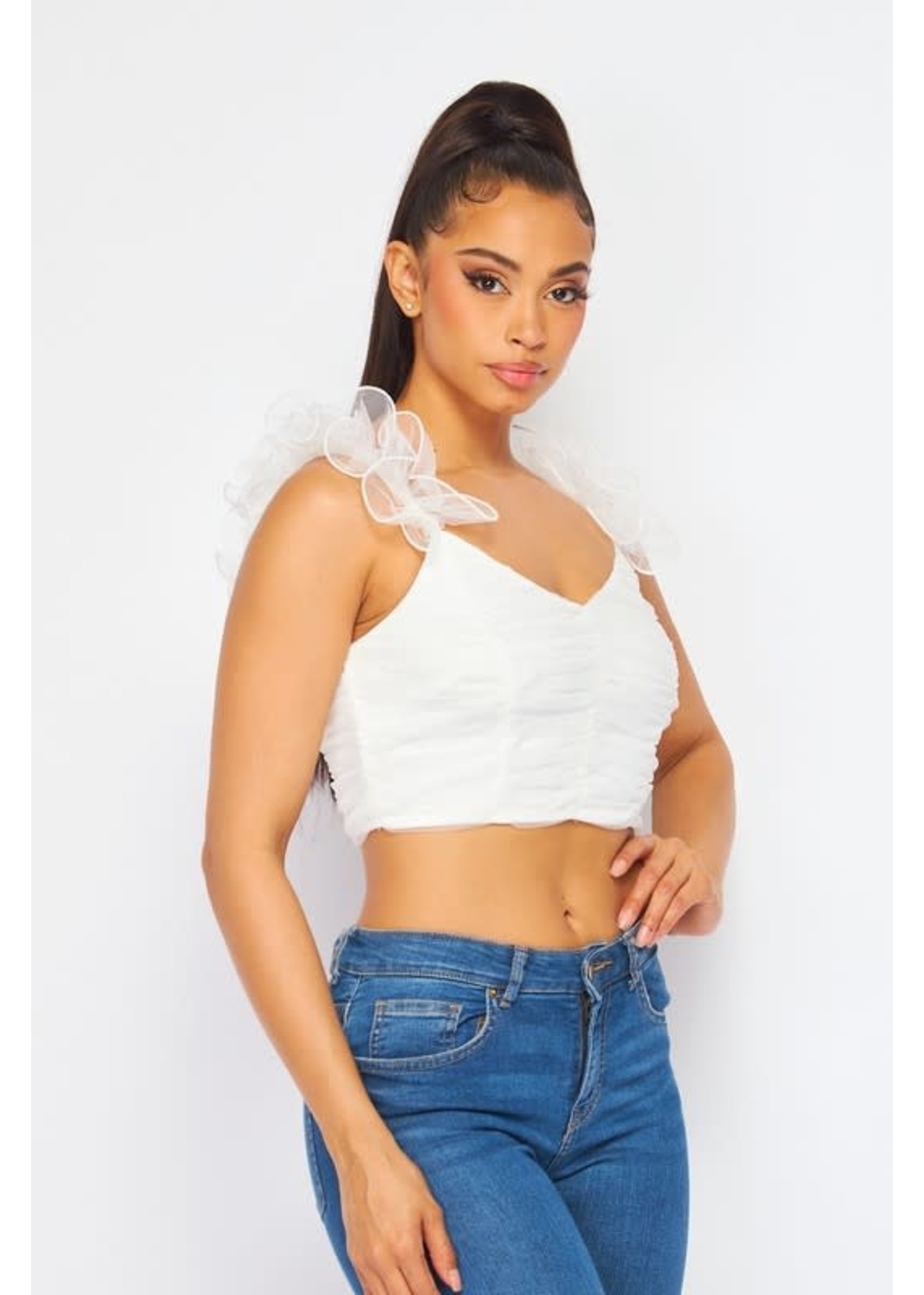 HOT + DELICIOUS Chosen One Rouged Ruffle Crop- HGT7849