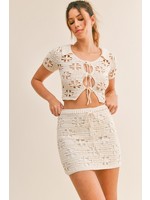 Mable Crochet Shirt Top and Mini Skirt -MST7637