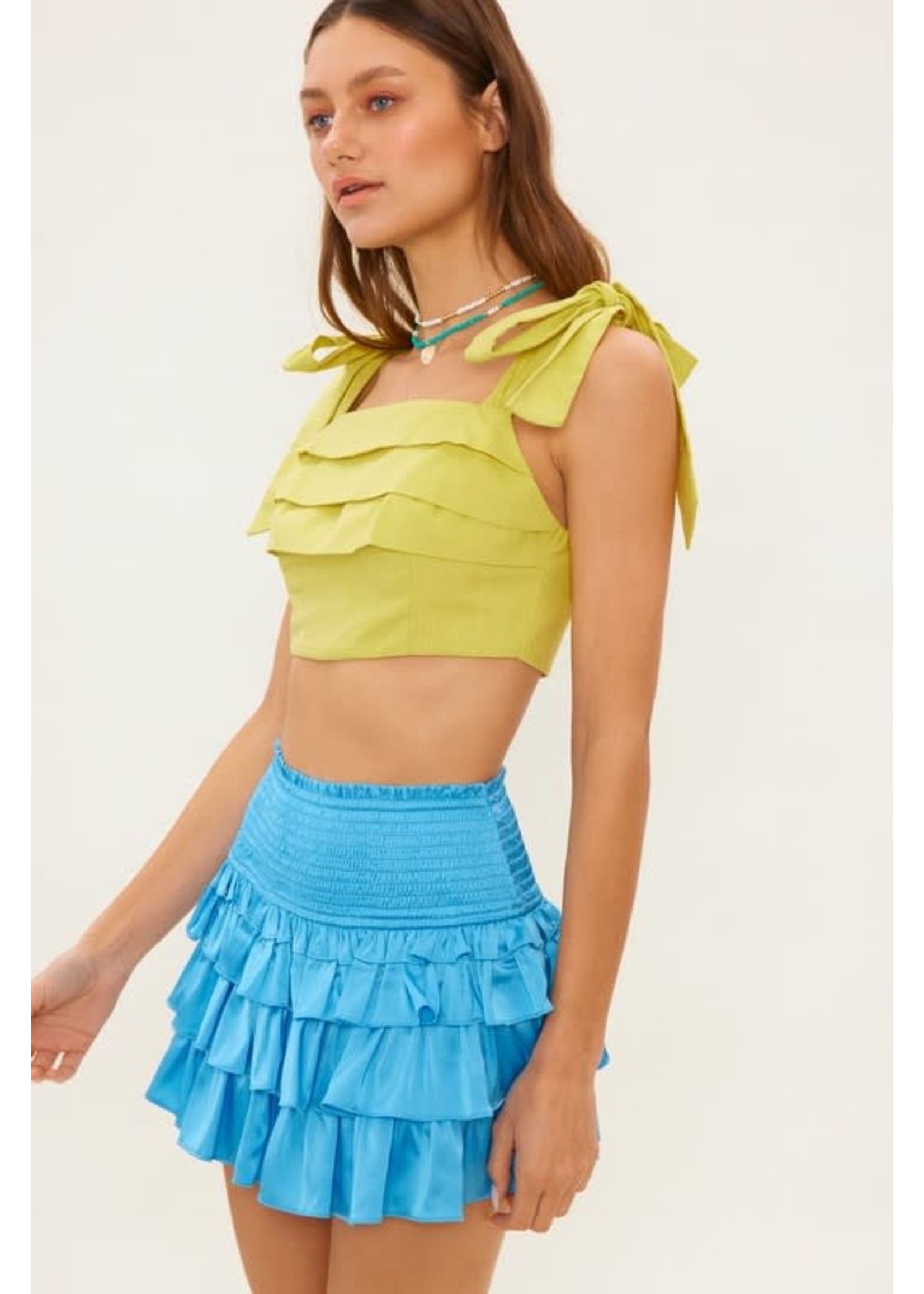 idem ditto Summer Linen Bow Tie Strapped Crop- S13857T