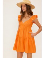 idem ditto Ruffled Shoulder Babydoll Dress Orange - H13784D