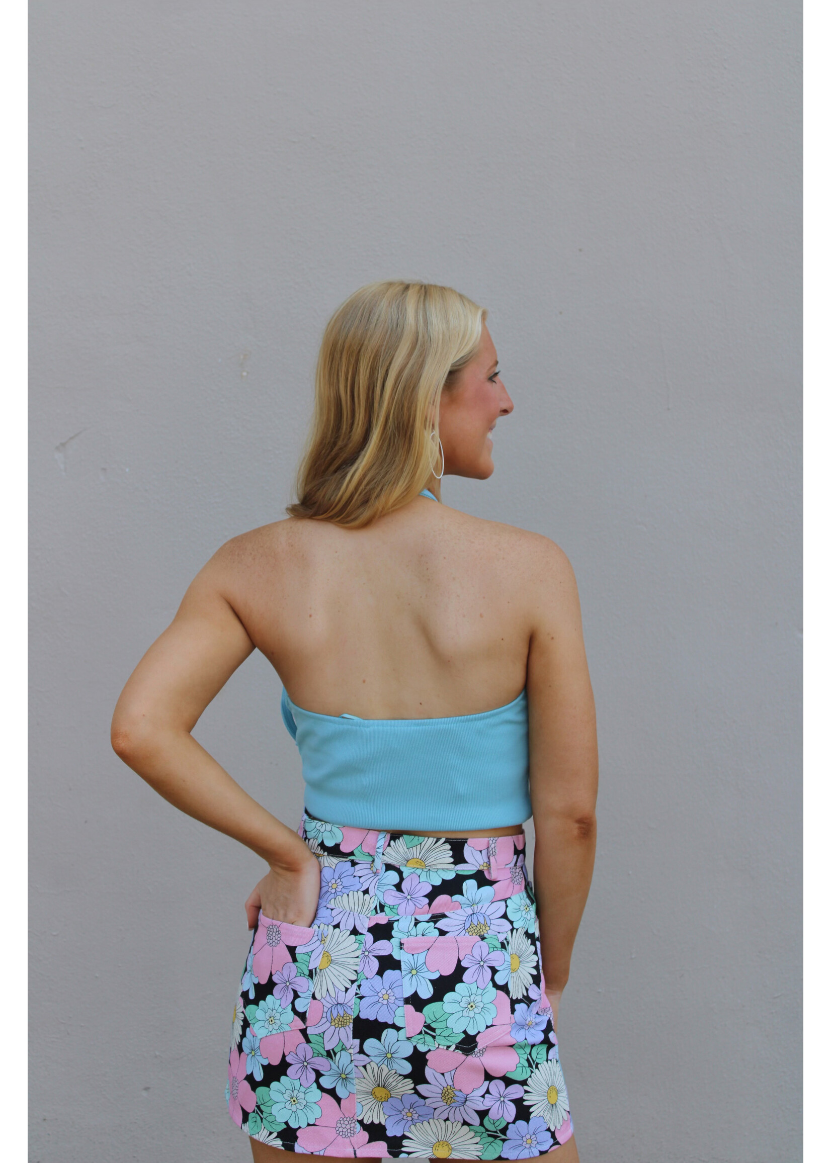 Periwinkle Front Keyhole Halter Top