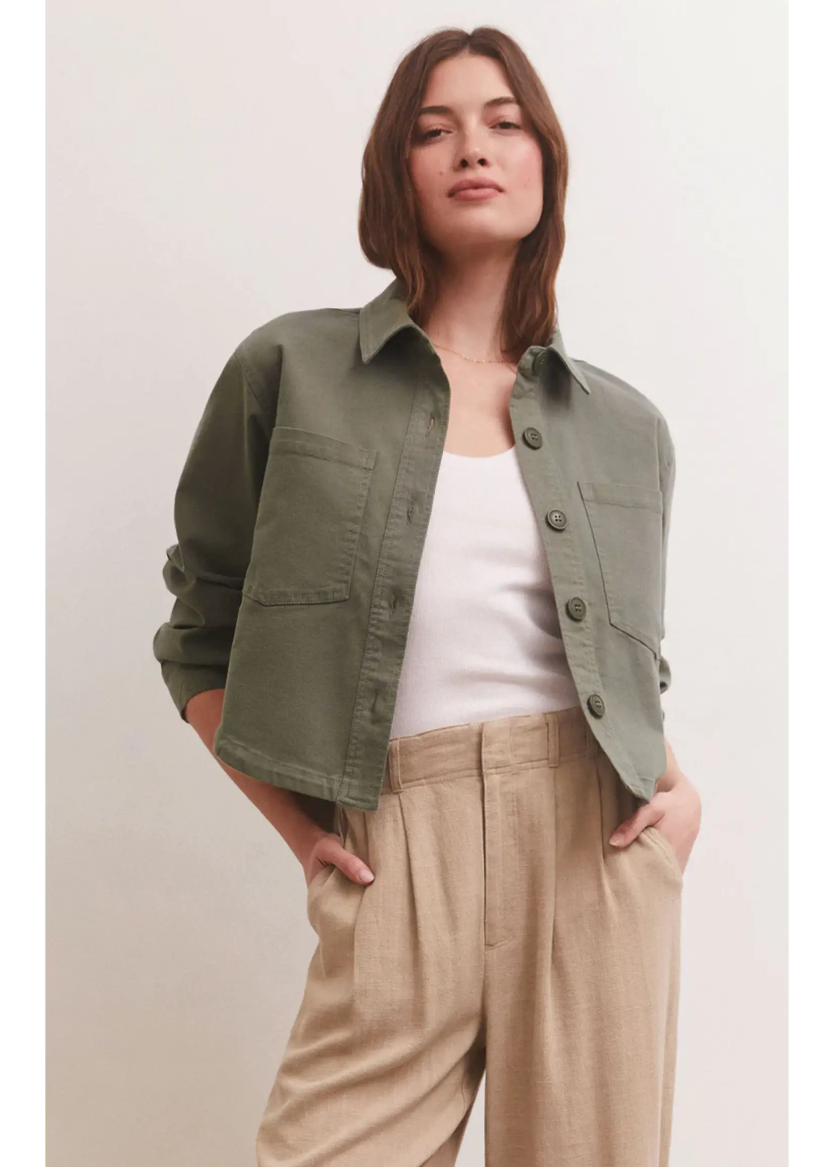 Cropped twill jacket clearance