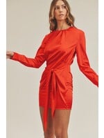 Mable Front Waist Tied Long Sleeve Mini Dress - MD2969