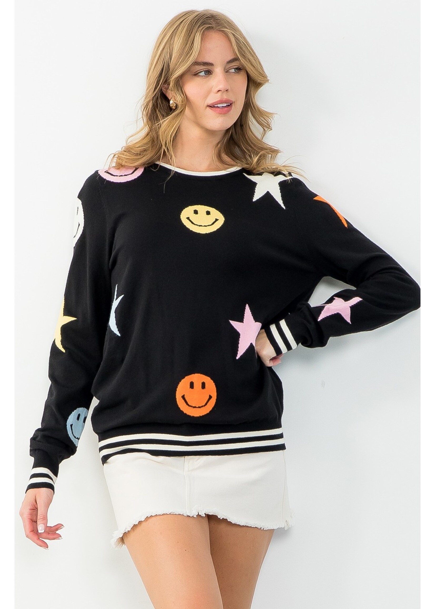 THML Star and Smiley face long sweater - TMK1833-1