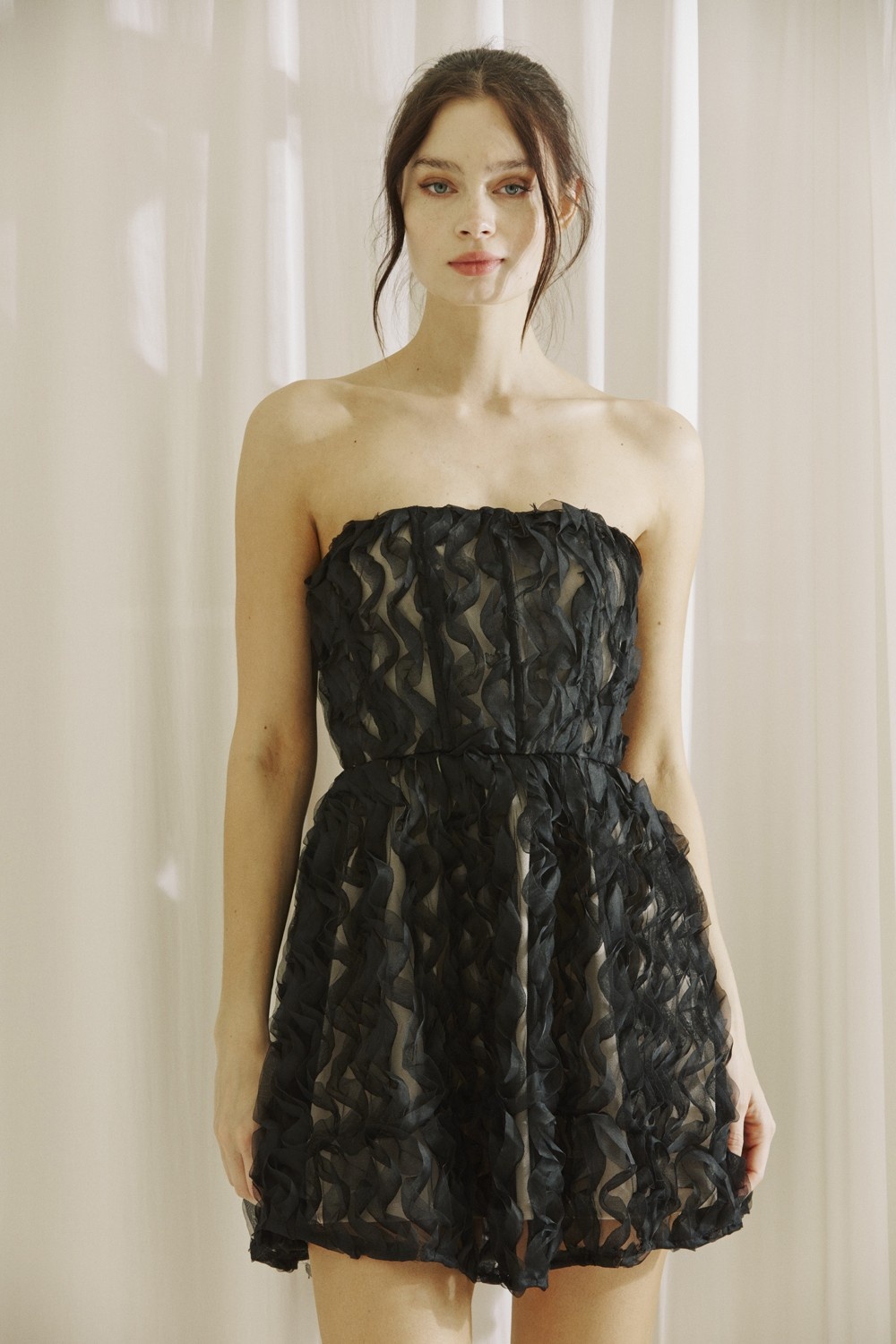 COTTON STRAPLESS DRESS MODEL 3 - RULA - BLACK – Room 502