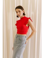 Storia Capped Ruffled Sleeves Cropped Top - JT1243A