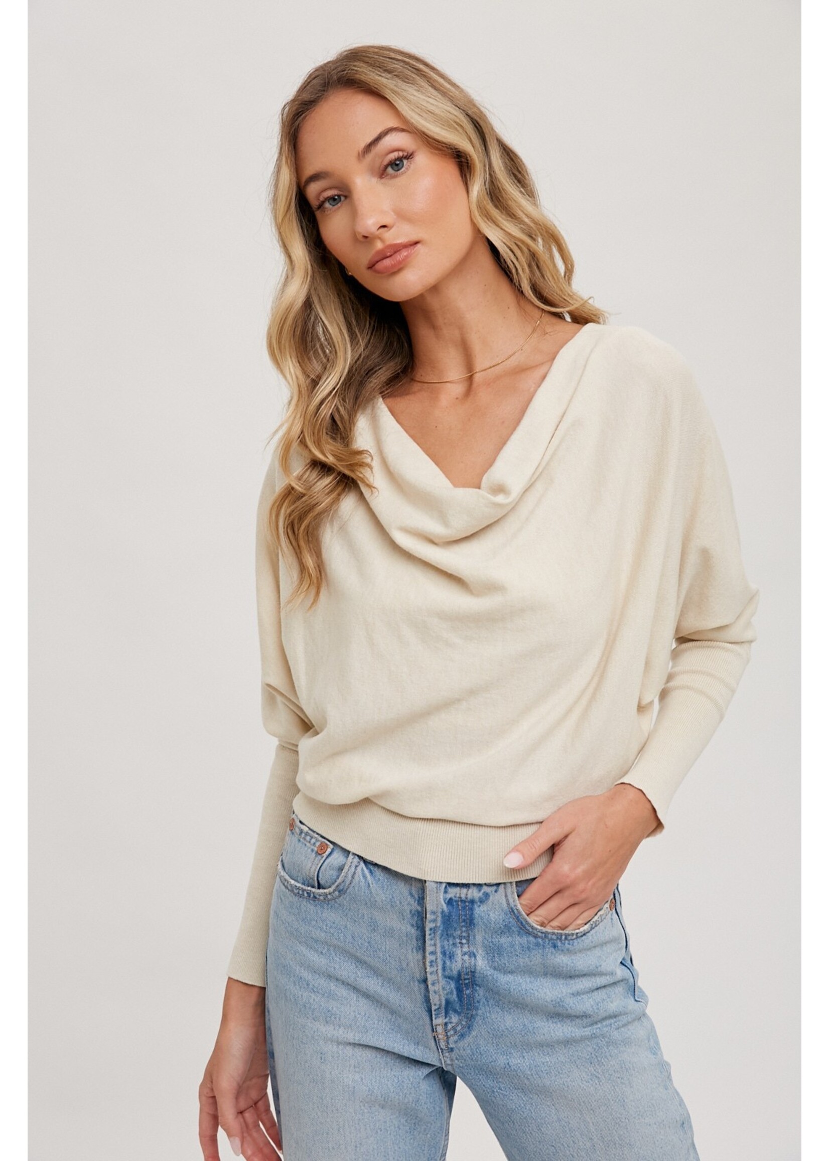 Bluivy Cowlneck Dolman Knit Pullover - T01876