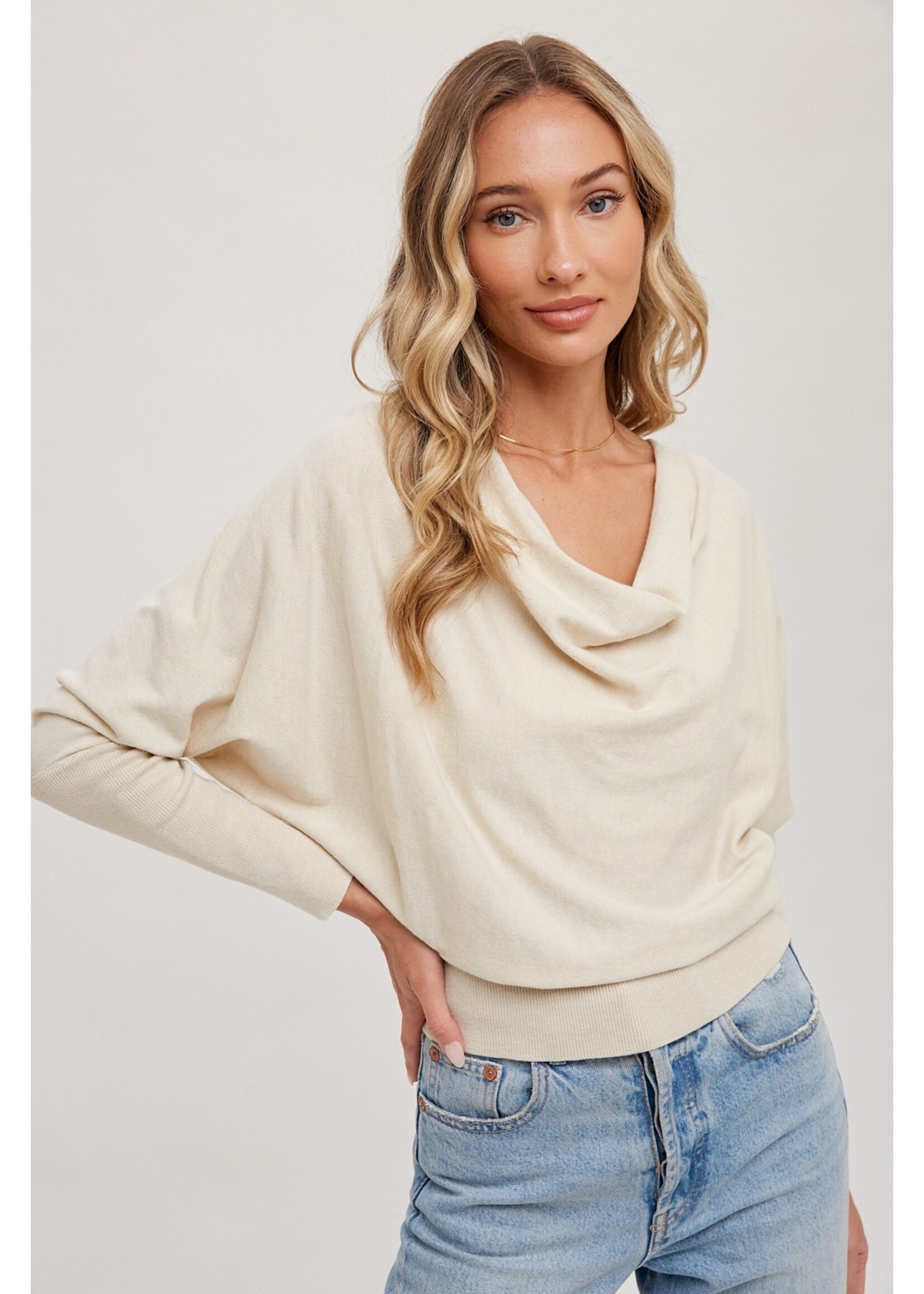 Bluivy Cowlneck Dolman Knit Pullover - T01876