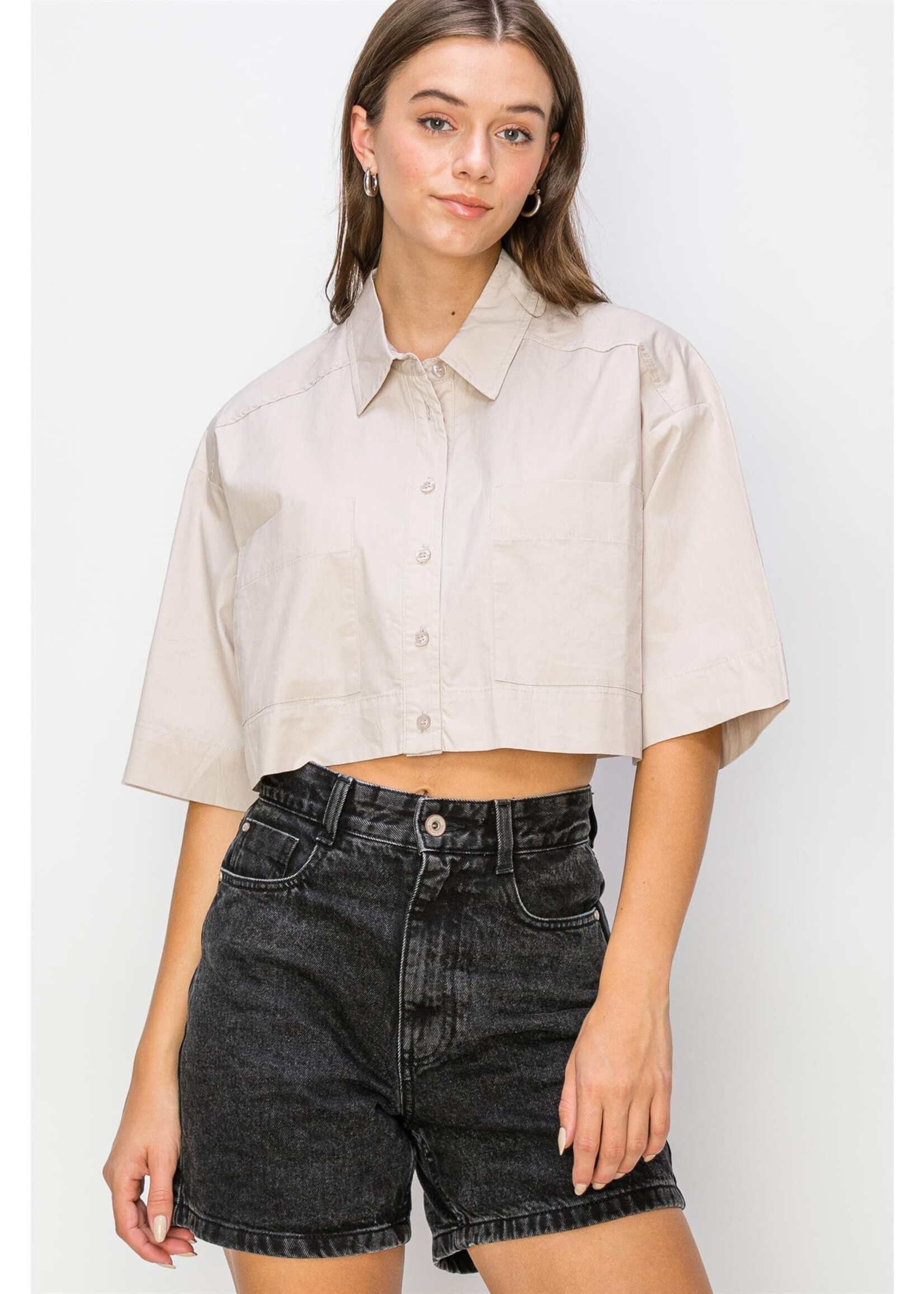 HYFVE FINAL SALE - Poplin Crop Shirt - HF24E757