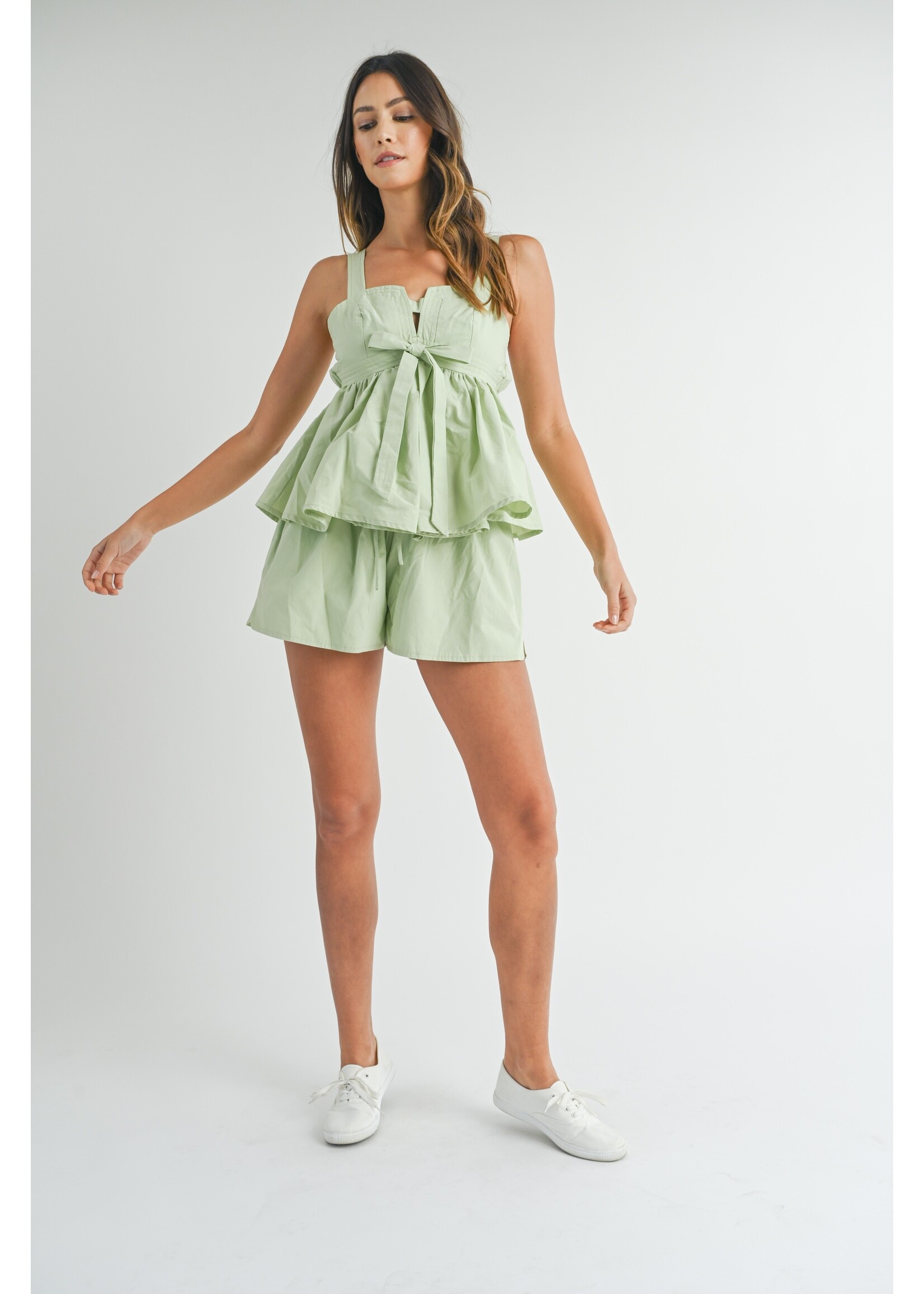 Mable Cut Out Peplum Top and Shorts Set - MST7867