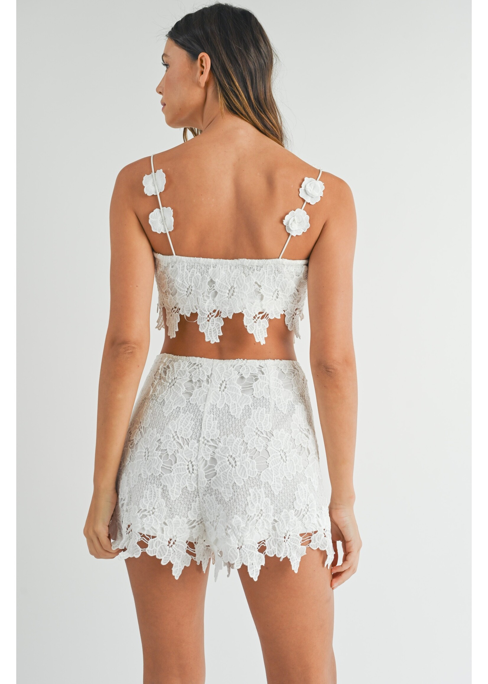 Mable Crochet Lace Crop Top and Shorts Set - MST7840