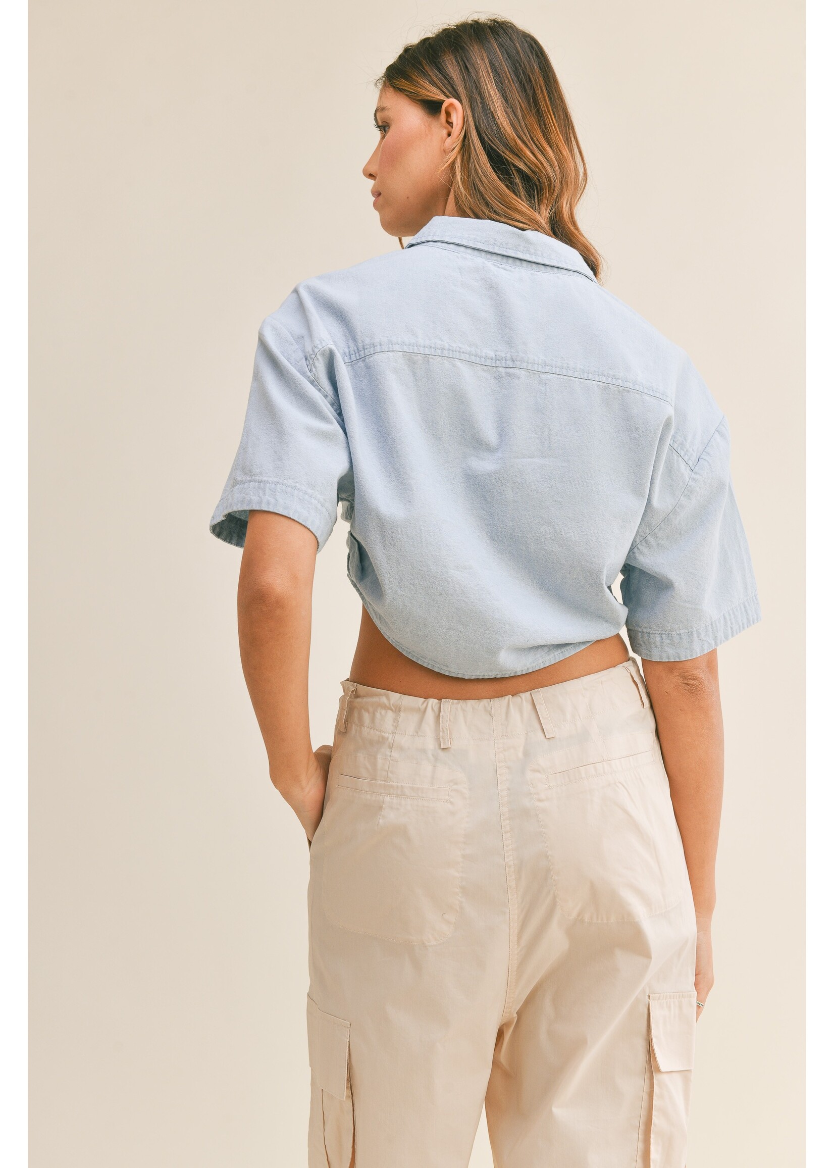 Mable Cropped Denim Shirt - MT1583A