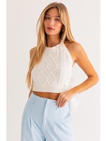 Le Lis Cable Knit Top with Back Woven Tie - MWT5949
