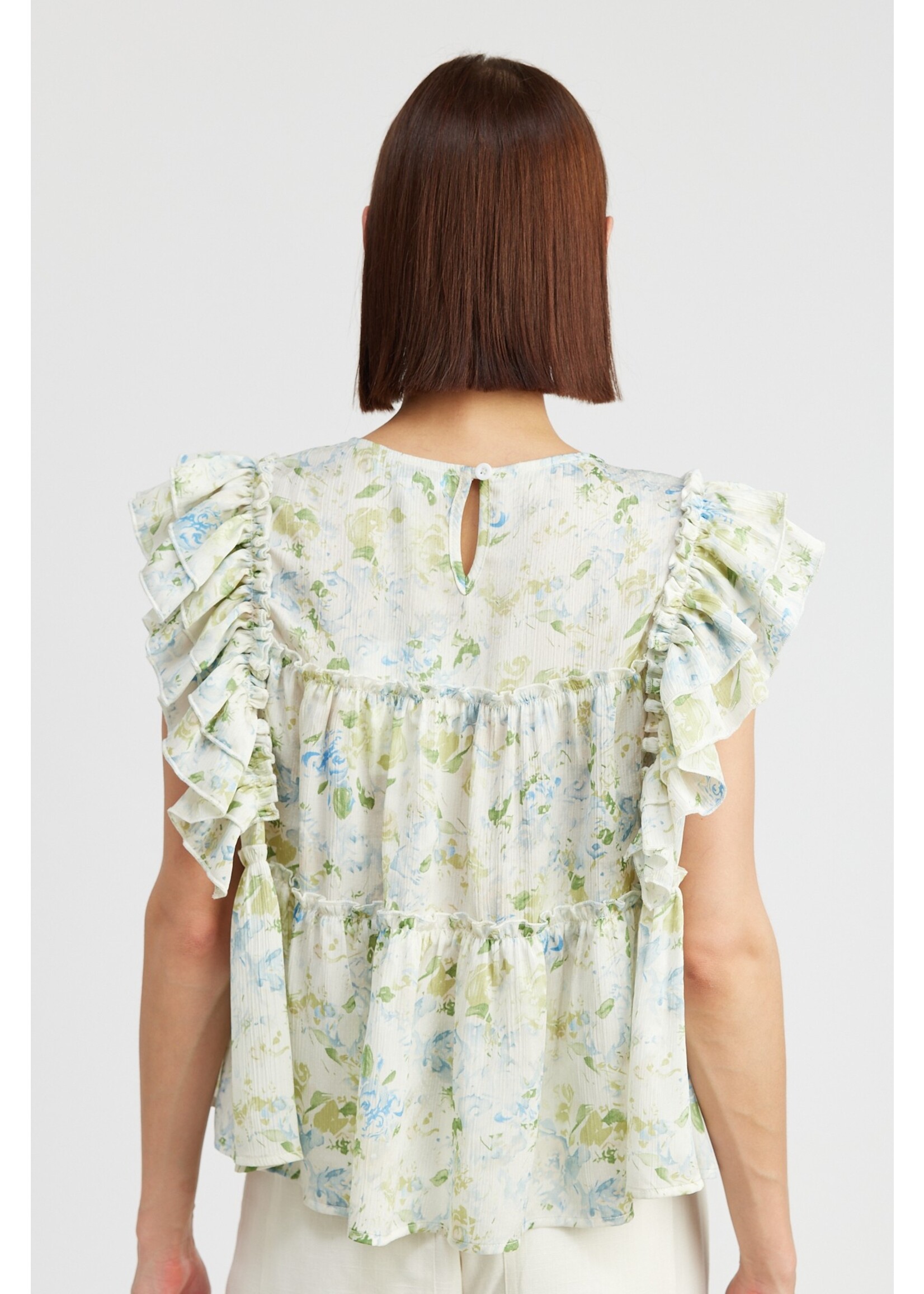jacquie the label Floral Printed Ruffle Blouse - ISK2224T