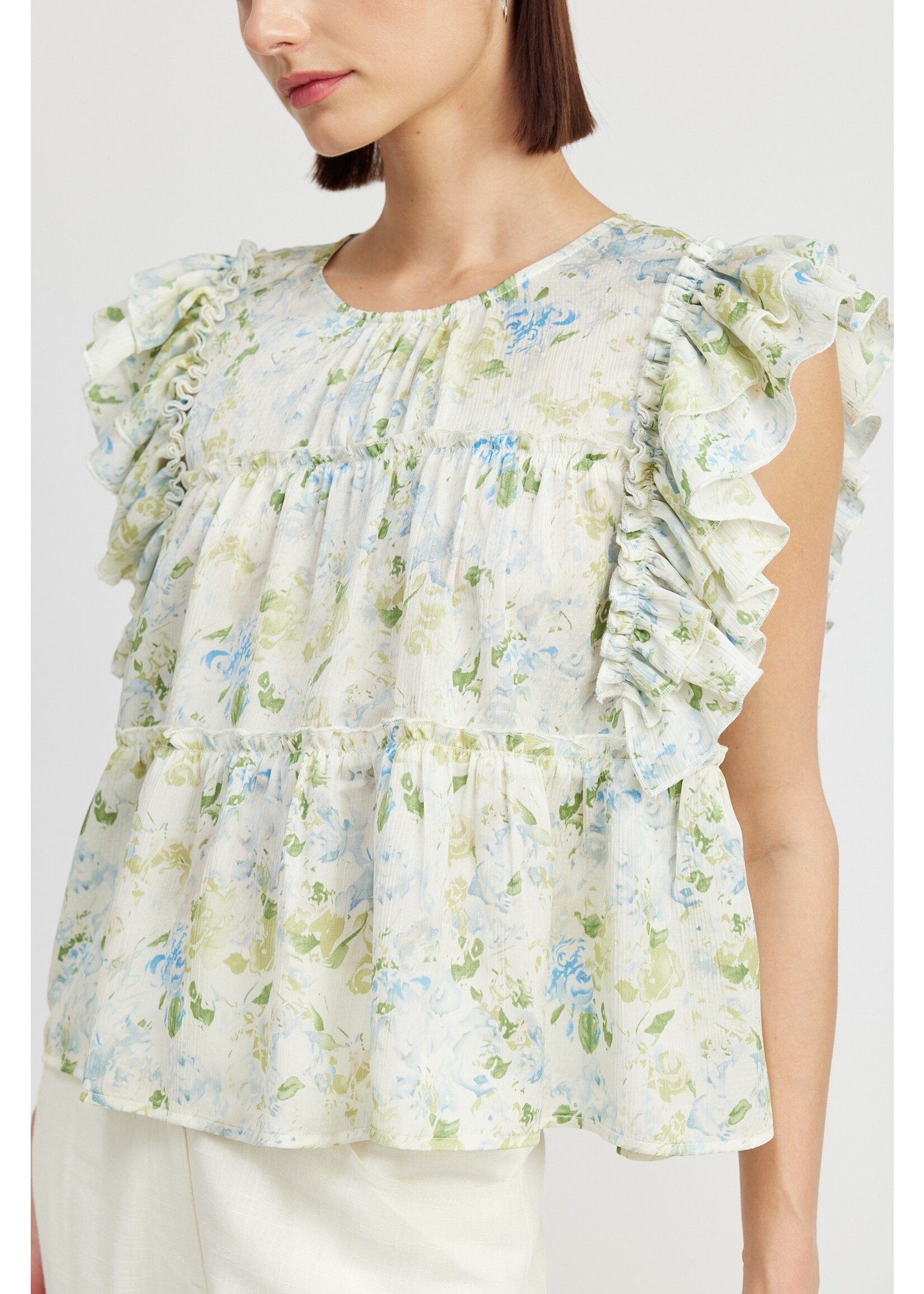 jacquie the label Floral Printed Ruffle Blouse - ISK2224T