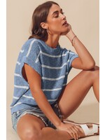 So Me Stripe Dolman Lightweight Slub Sweater Pullover - JT1228-01