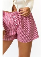 Blue Blush Gingham Elastic Waistband Boxer Shorts - BP24014-1