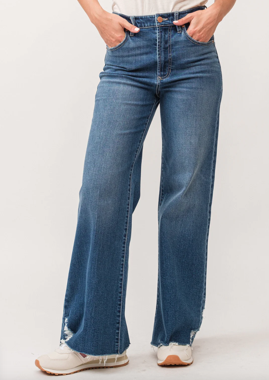 Fiona High Rise Wide Leg Jeans Portvall - DPM55A526PRV