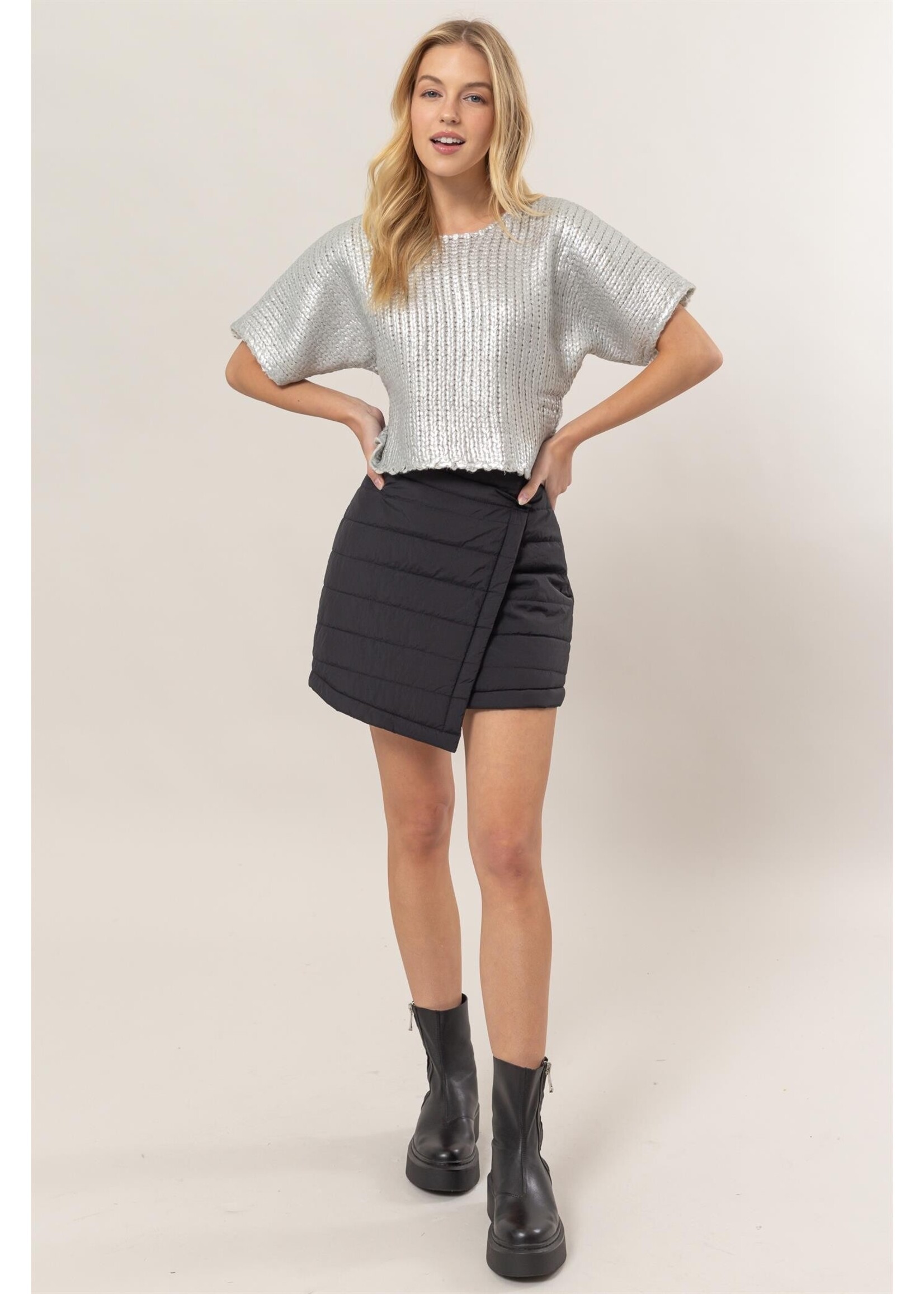 Quilted wrap mini skirt hotsell