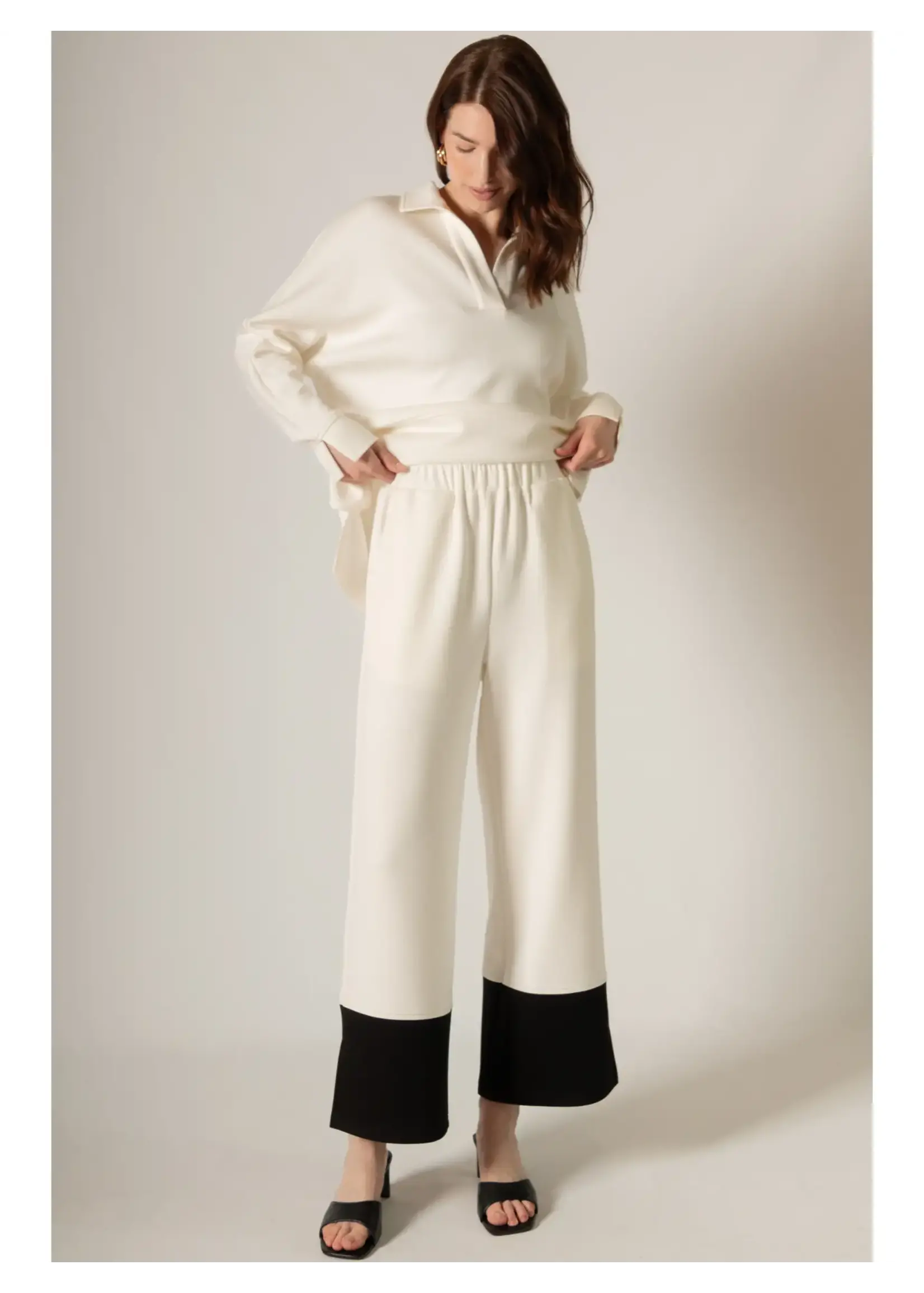 Before You Collection P. Cill Butter Modal Colorblock Wide Leg Pants - PP50142
