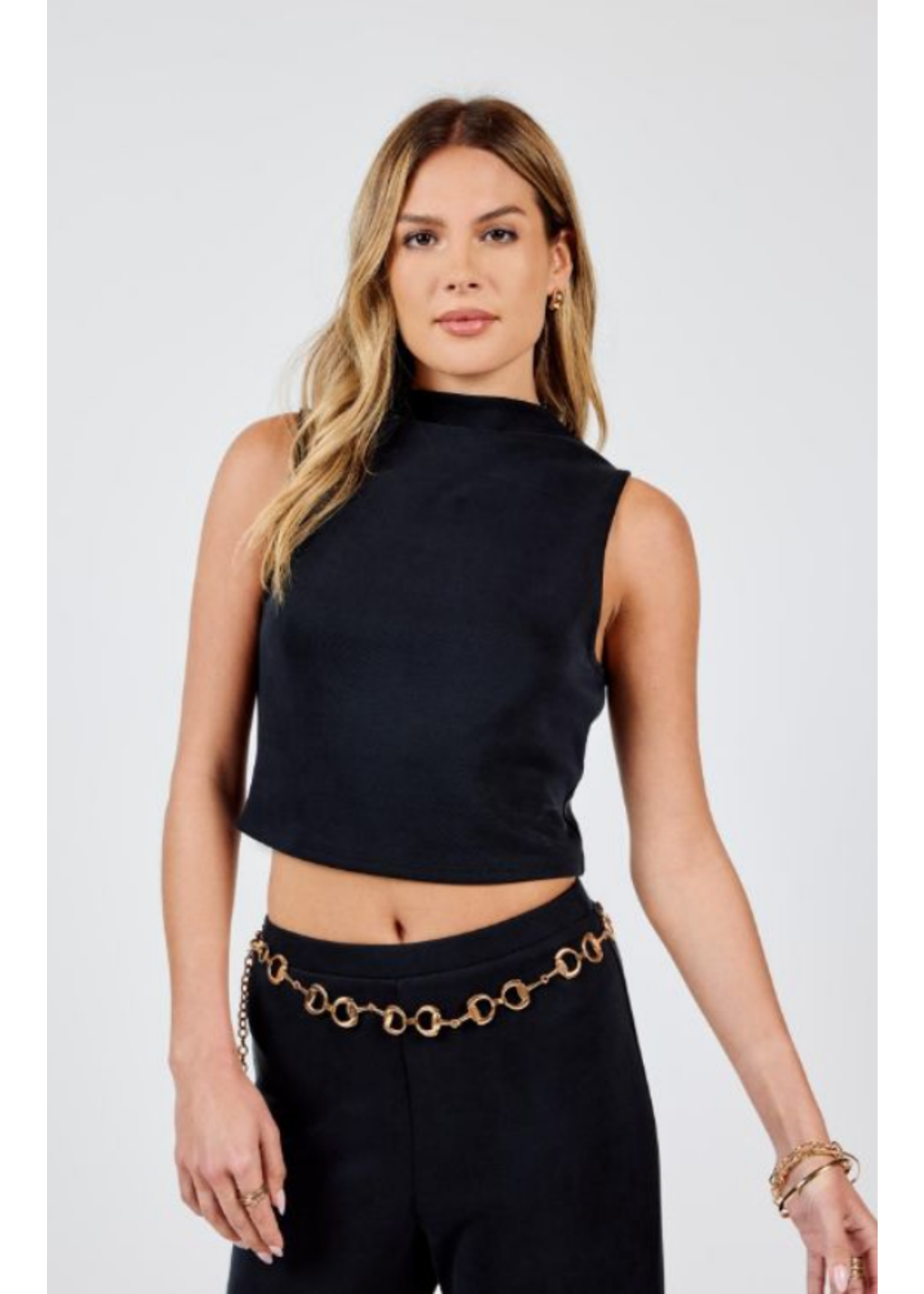 Sadie & Sage Hustle High Neck Slvless Crop Top - AG4204