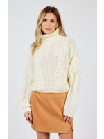 Sadie & Sage Carter Fringe Sleeve Turtleneck Sweater - AG4429