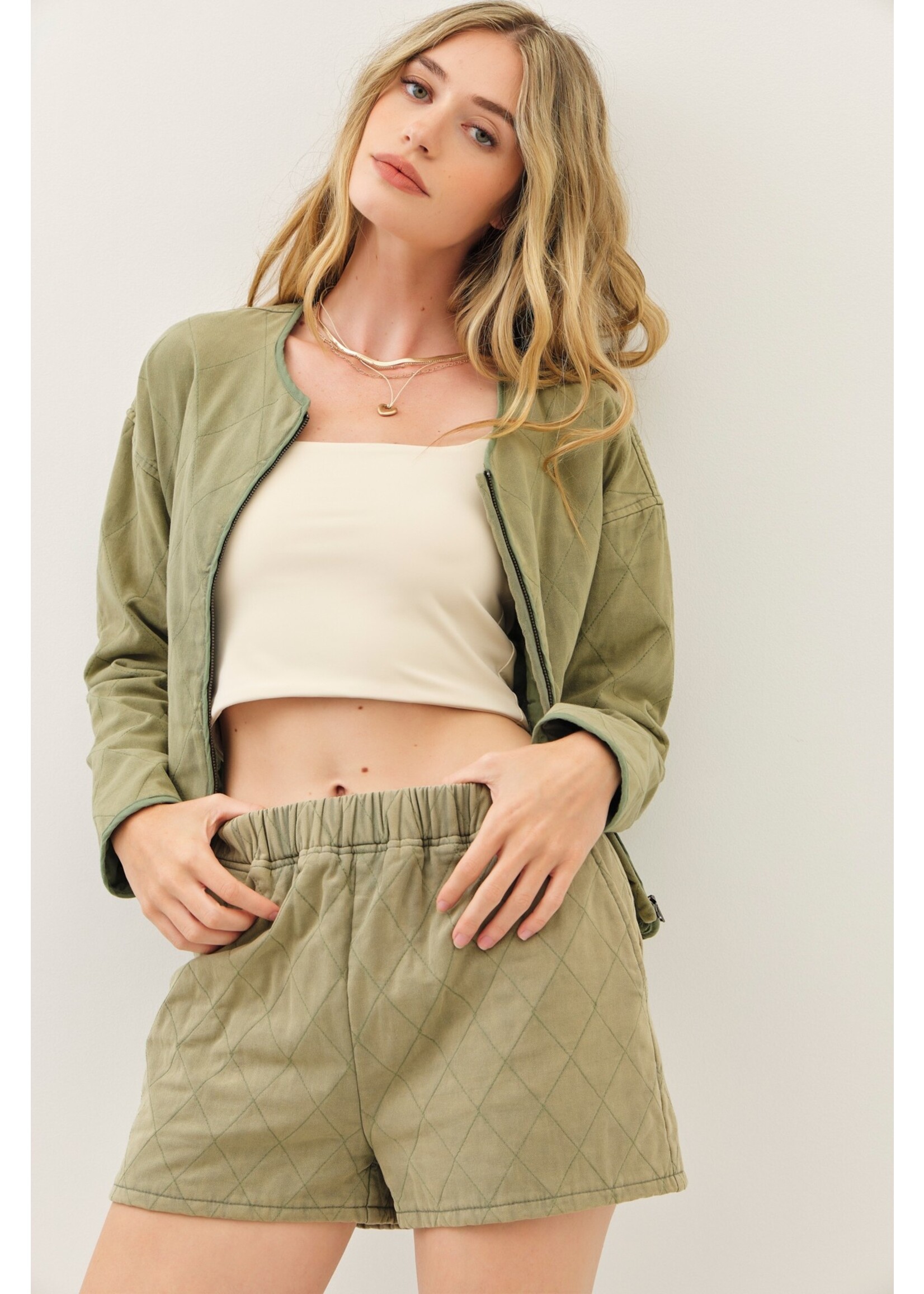 idem ditto Elastic Waist Acid Washed Twill Shorts - E15215P