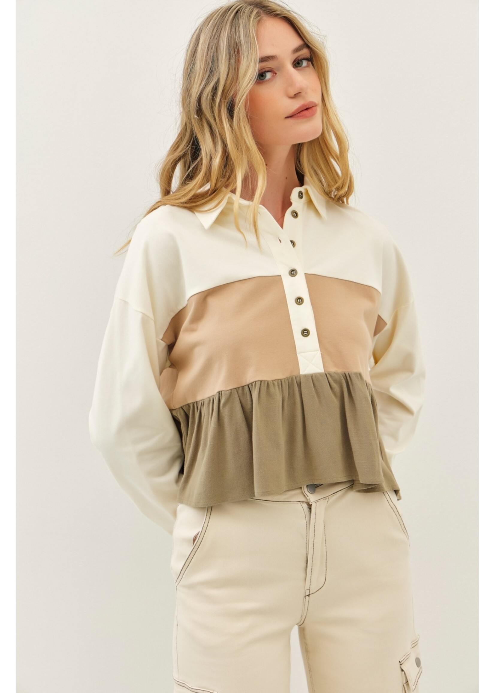 idem ditto Color Block Mixed Tiered Ruffle Flare - E15219T