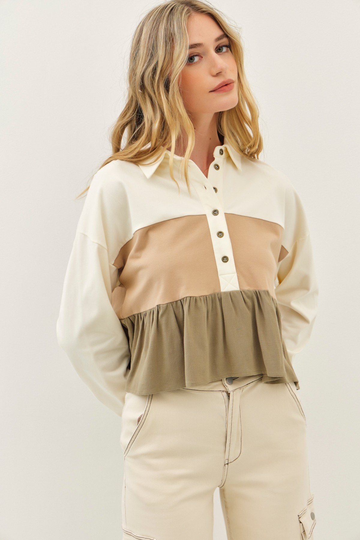 Color Block Mixed Tiered Ruffle Flare - E15219T - Meo's Suite