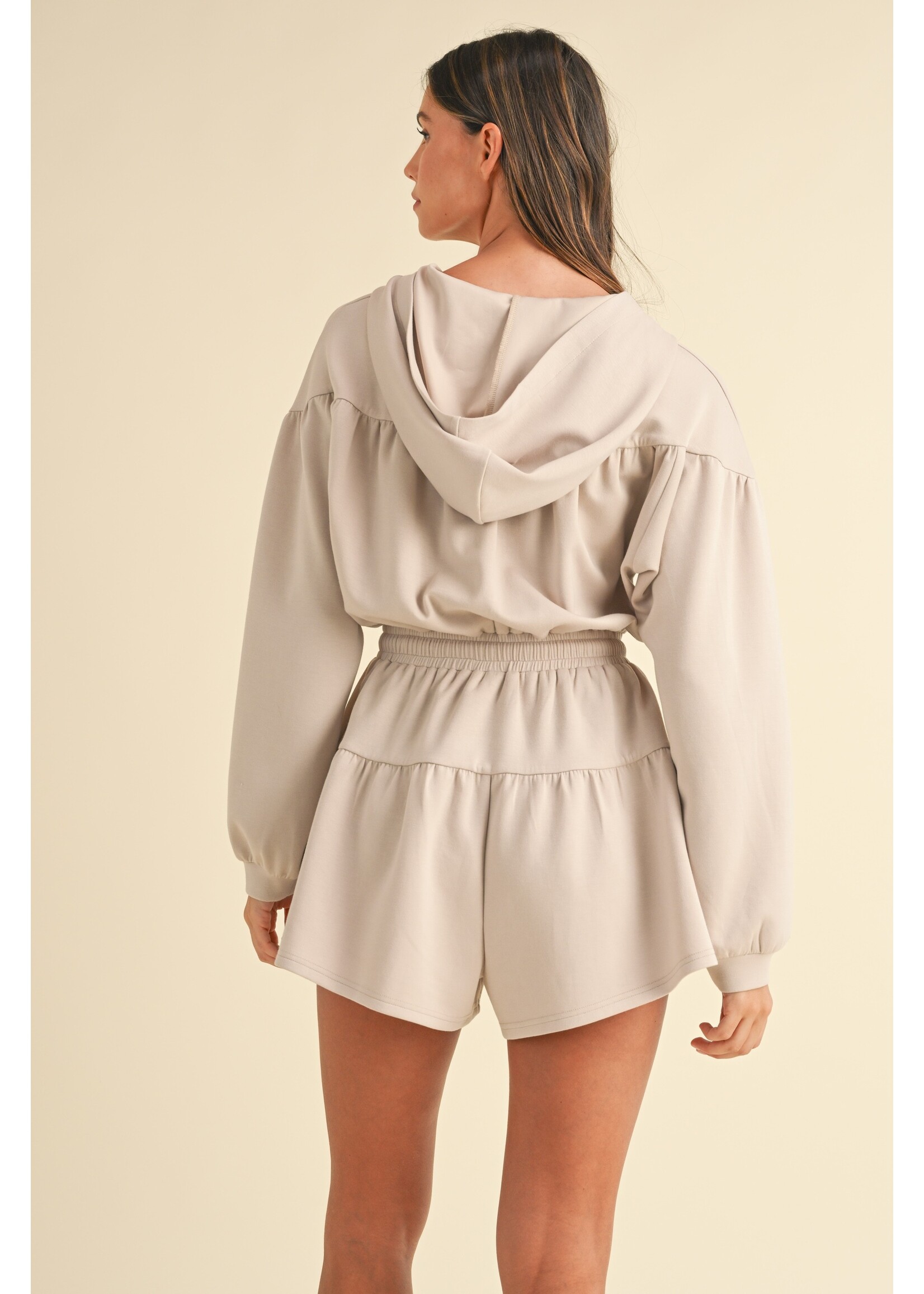 Mable Zip Front Hooded Romper - MR4308