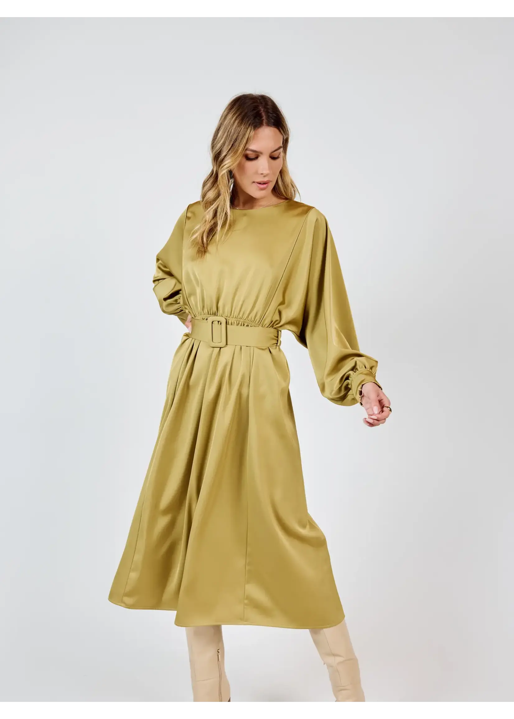 Sadie & Sage Mood Boost Dolman Slv Midi Dress with Belt - AG4329