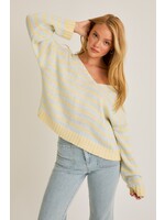 Le Lis V-Neck Long Sleeve Stripe Sweater Top - BWT1213