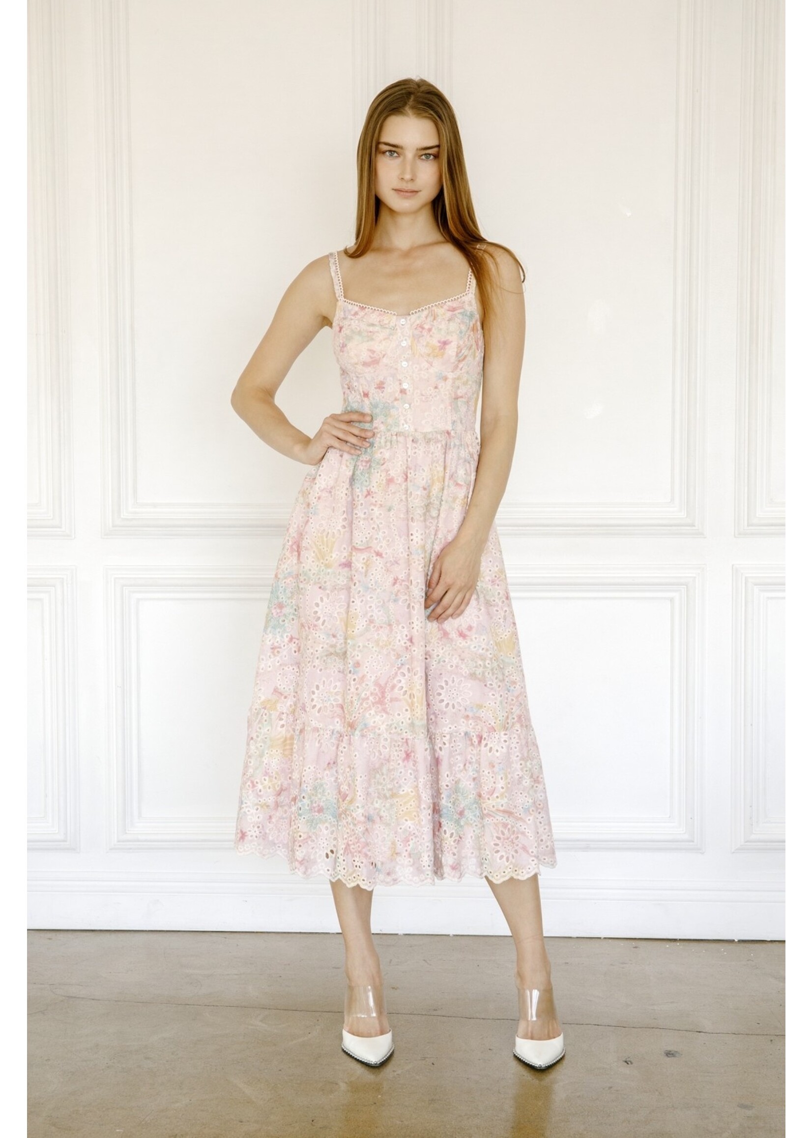 Storia Multi-Color Eyelet Midi Dress - JD6476