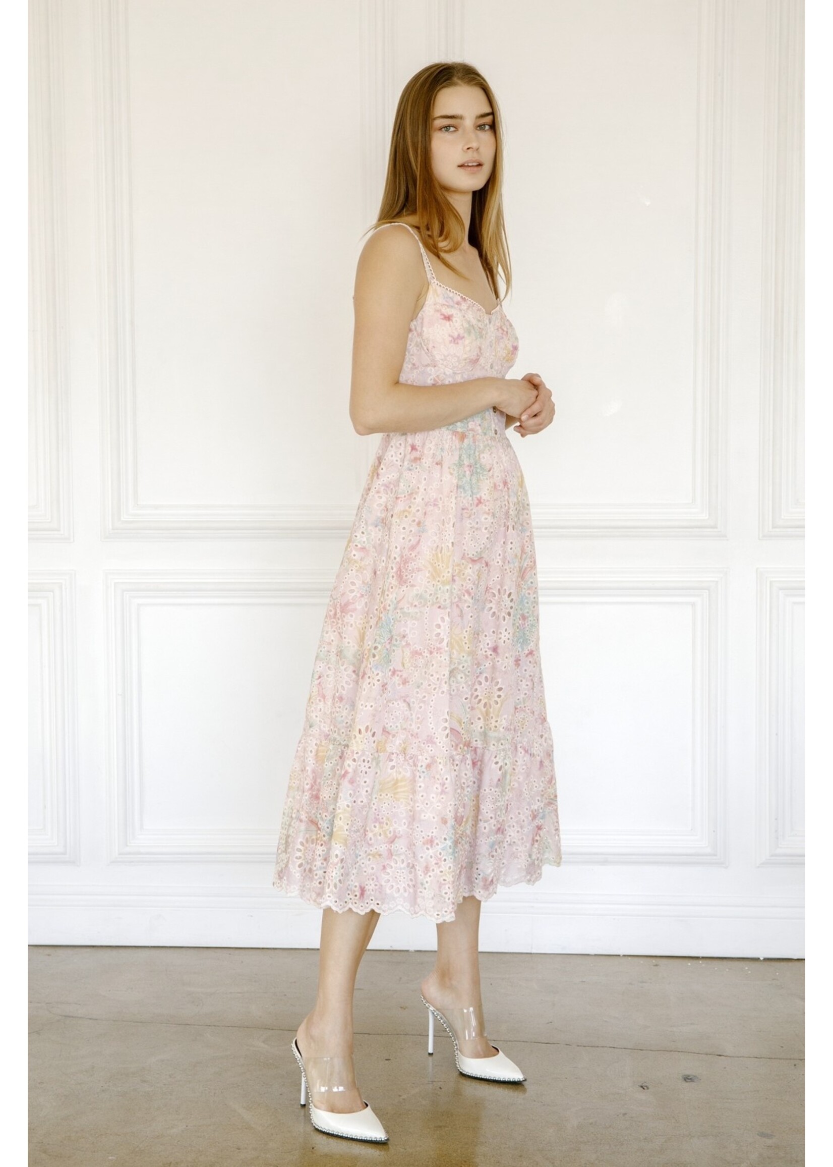 Storia Multi-Color Eyelet Midi Dress - JD6476