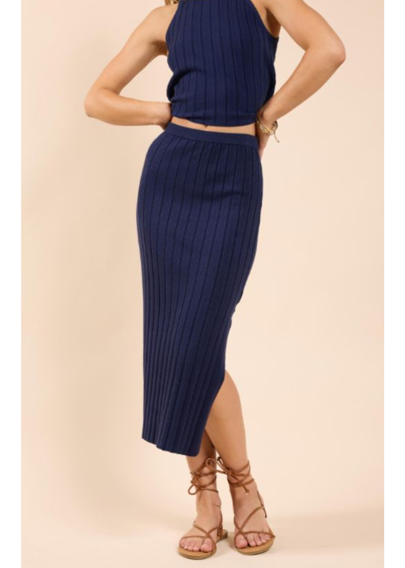 Sadie & Sage No Bad Days Ribbed Knit Midi Skirt - AH1601