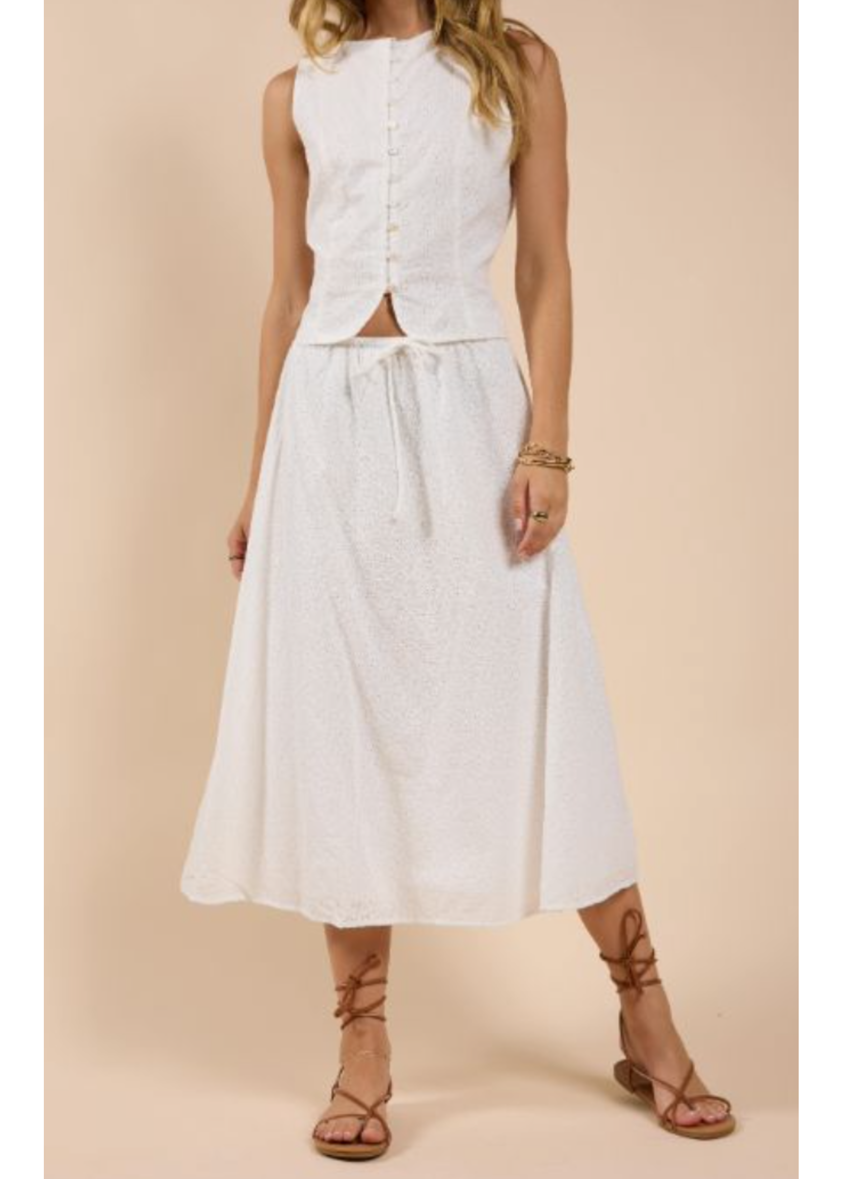 Sadie & Sage Sundream Eyelet Drawstring Maxi Skirt - AH1608