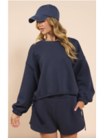 Sadie & Sage Pastime Textured Terry Side Tie Pullover - AH1226